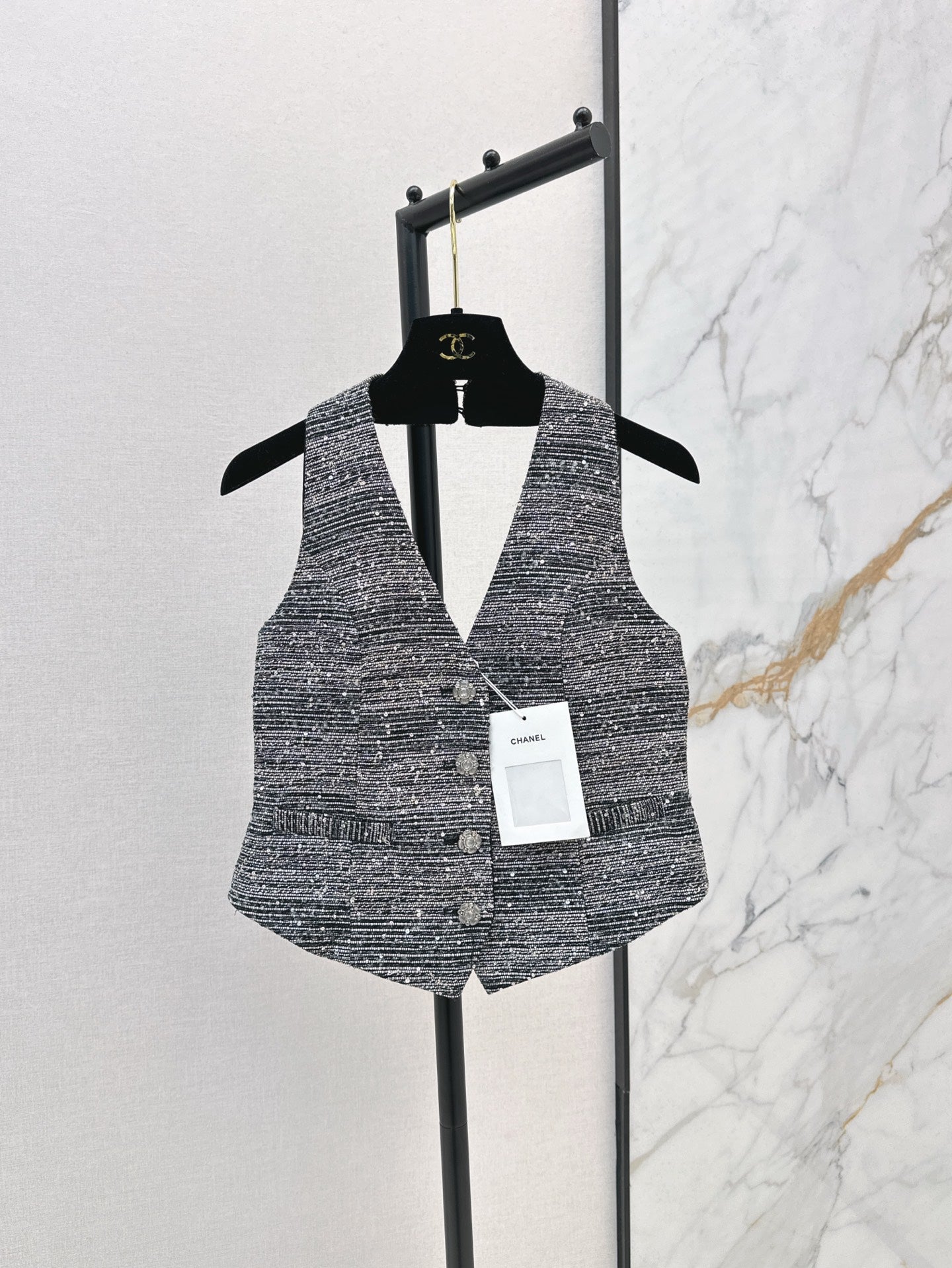 C*nel 25ss rhinestone Halter vest