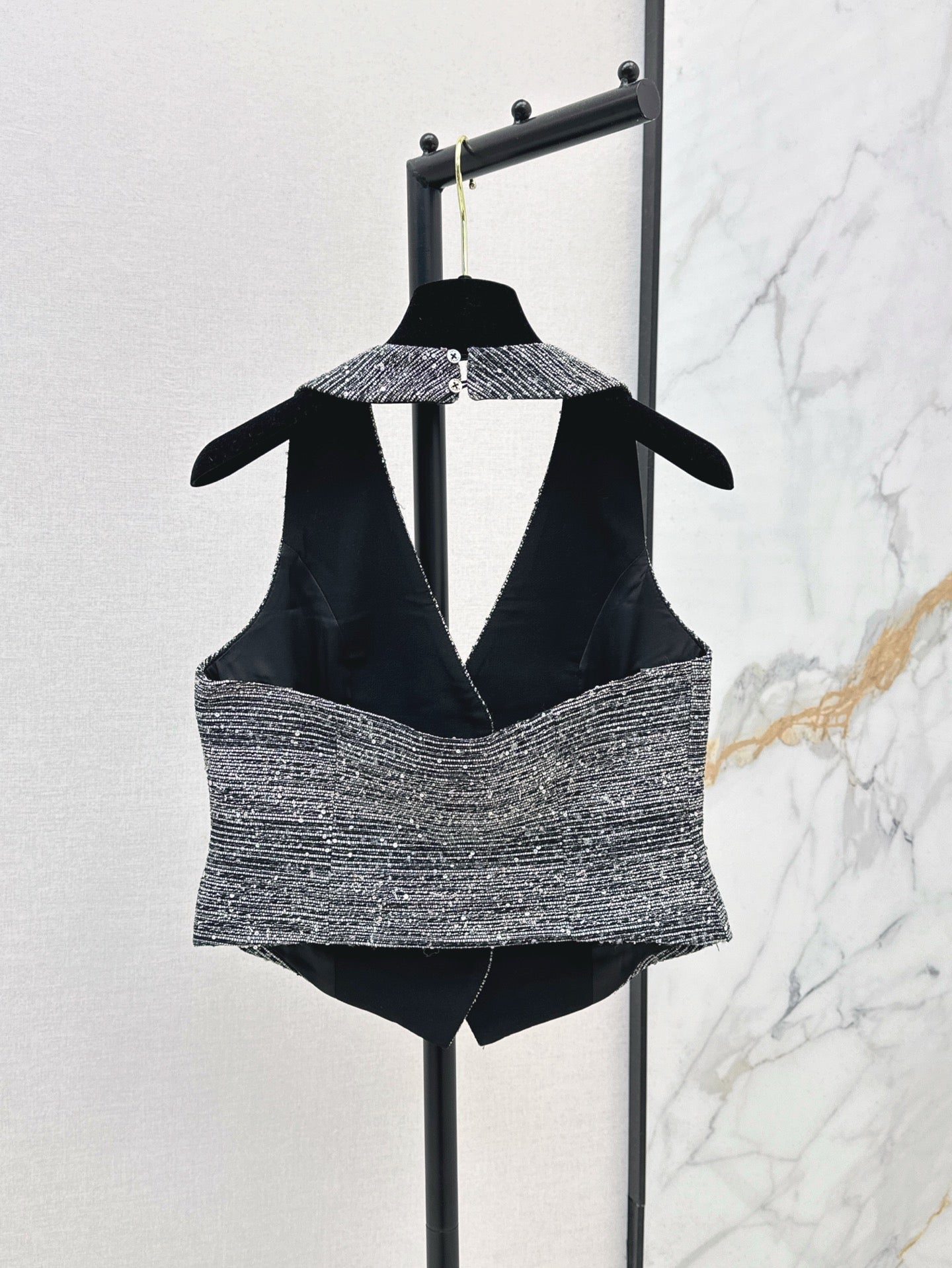 C*nel 25ss rhinestone Halter vest
