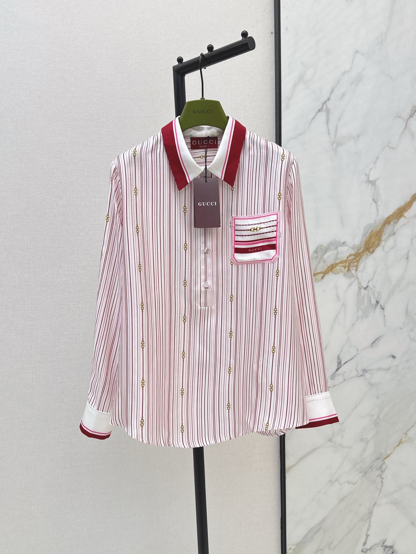 Gu* 25ss printed silk shirt