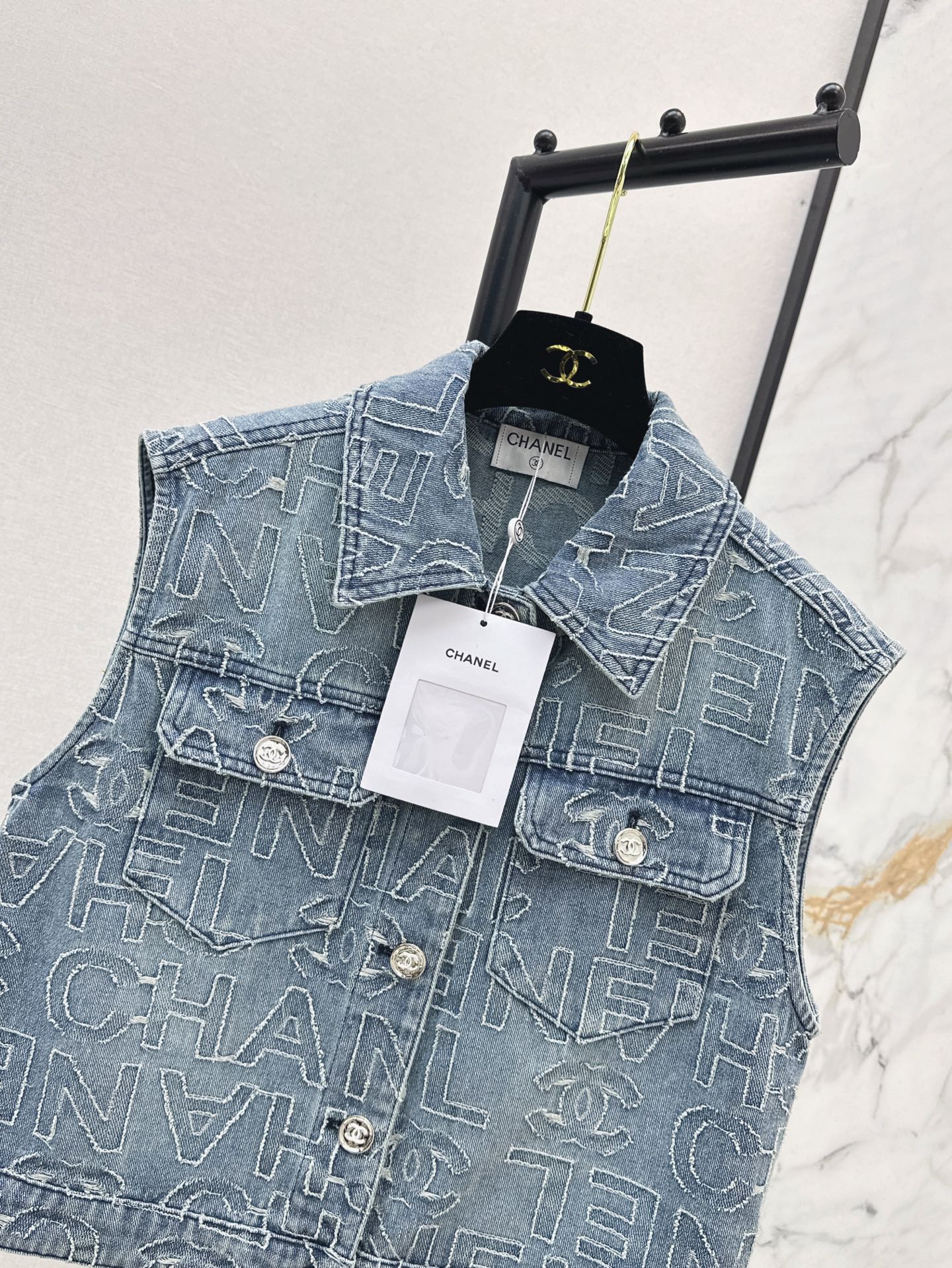 C*nel 25ss denim cropped vest