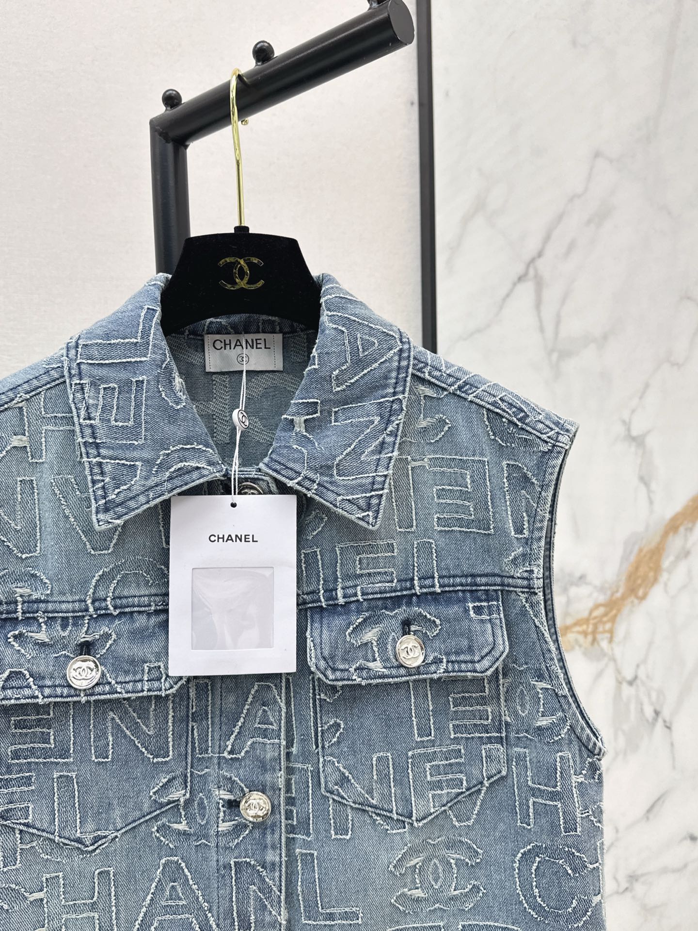 C*nel 25ss denim cropped vest