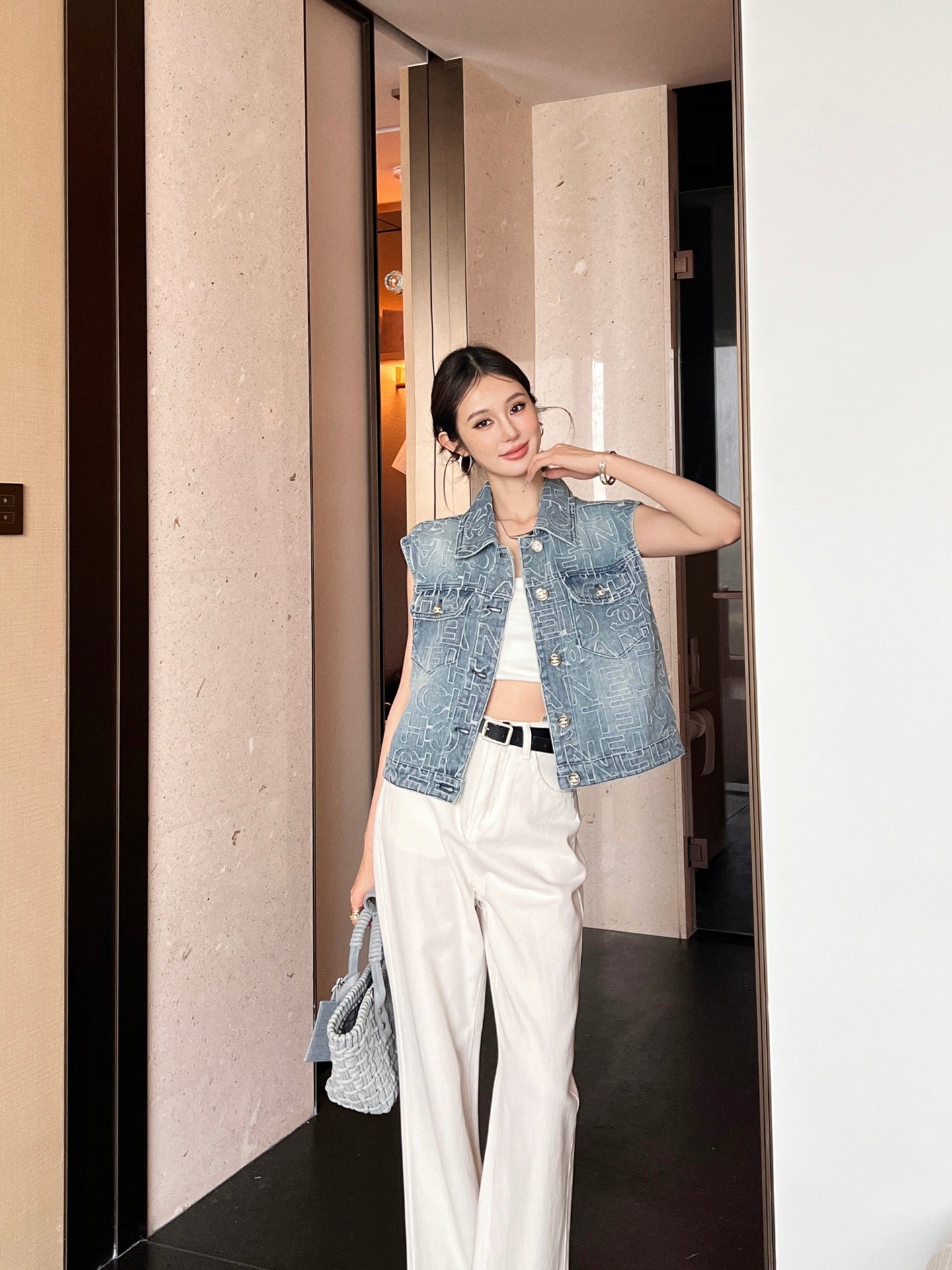 C*nel 25ss denim cropped vest
