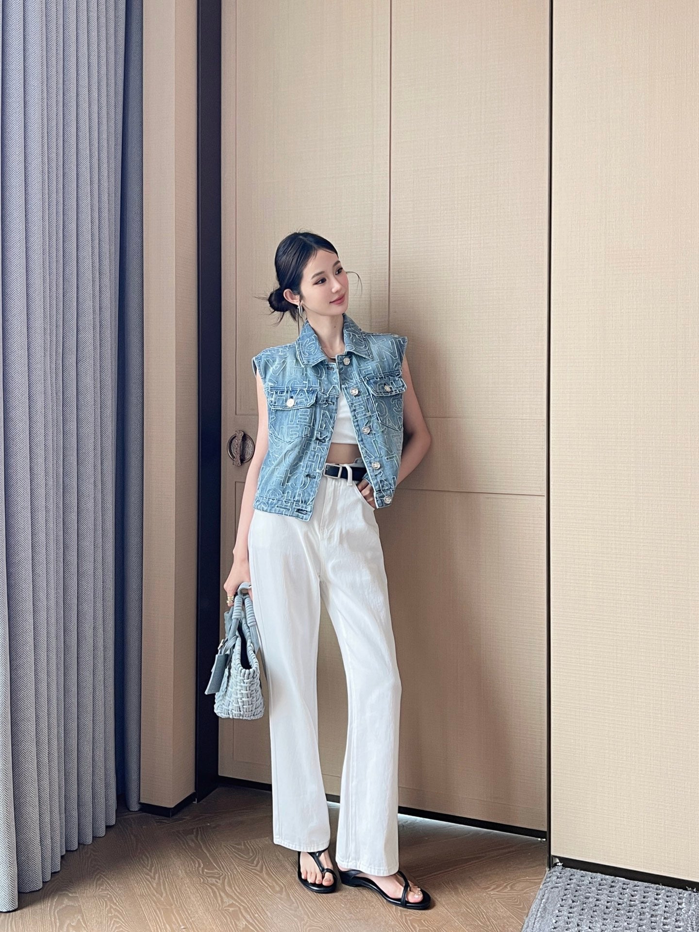 C*nel 25ss denim cropped vest