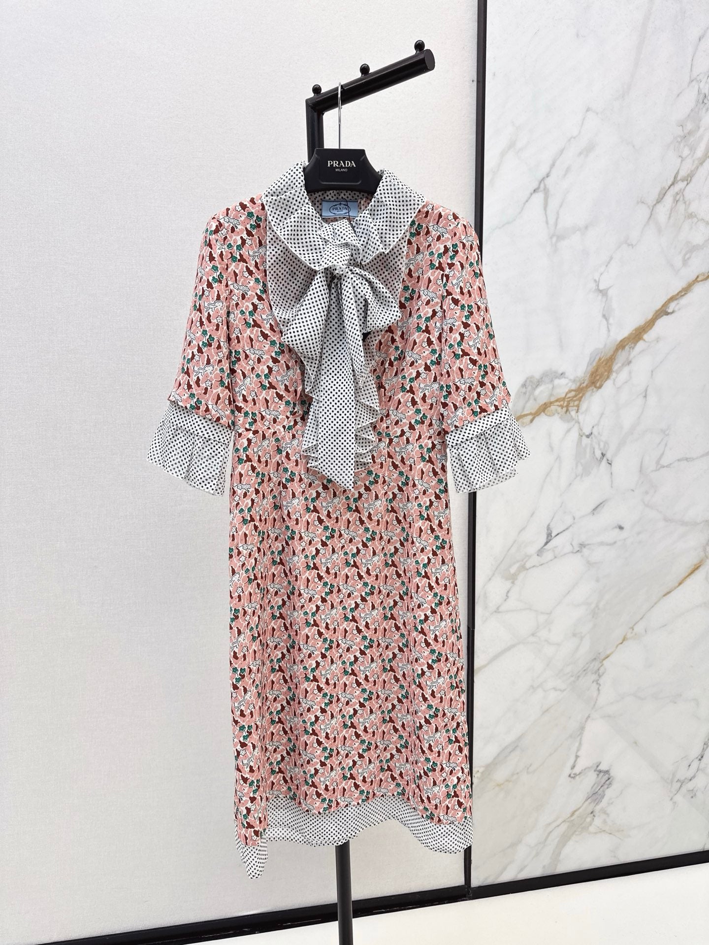 Pra* 25ss blush Printed georgette dress