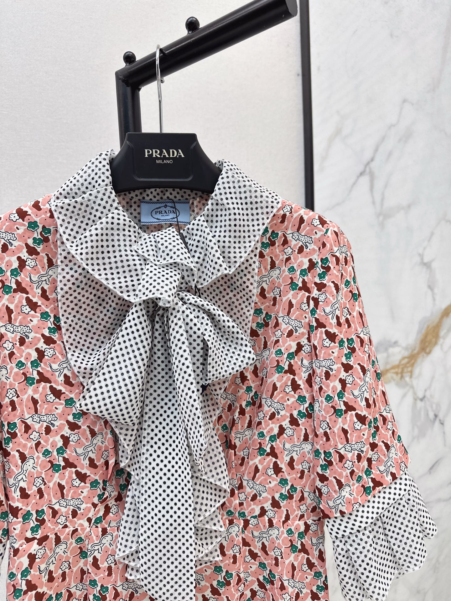 Pra* 25ss blush Printed georgette dress