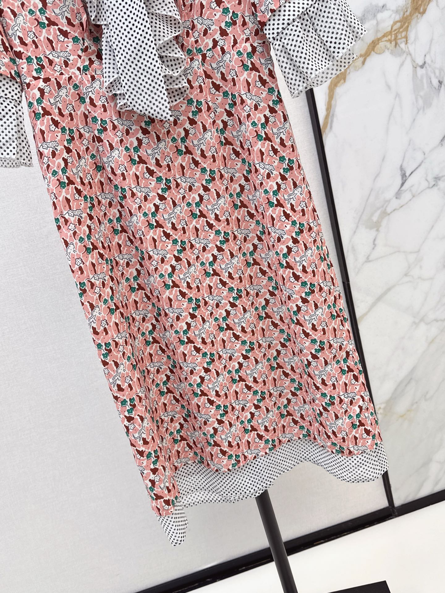Pra* 25ss blush Printed georgette dress