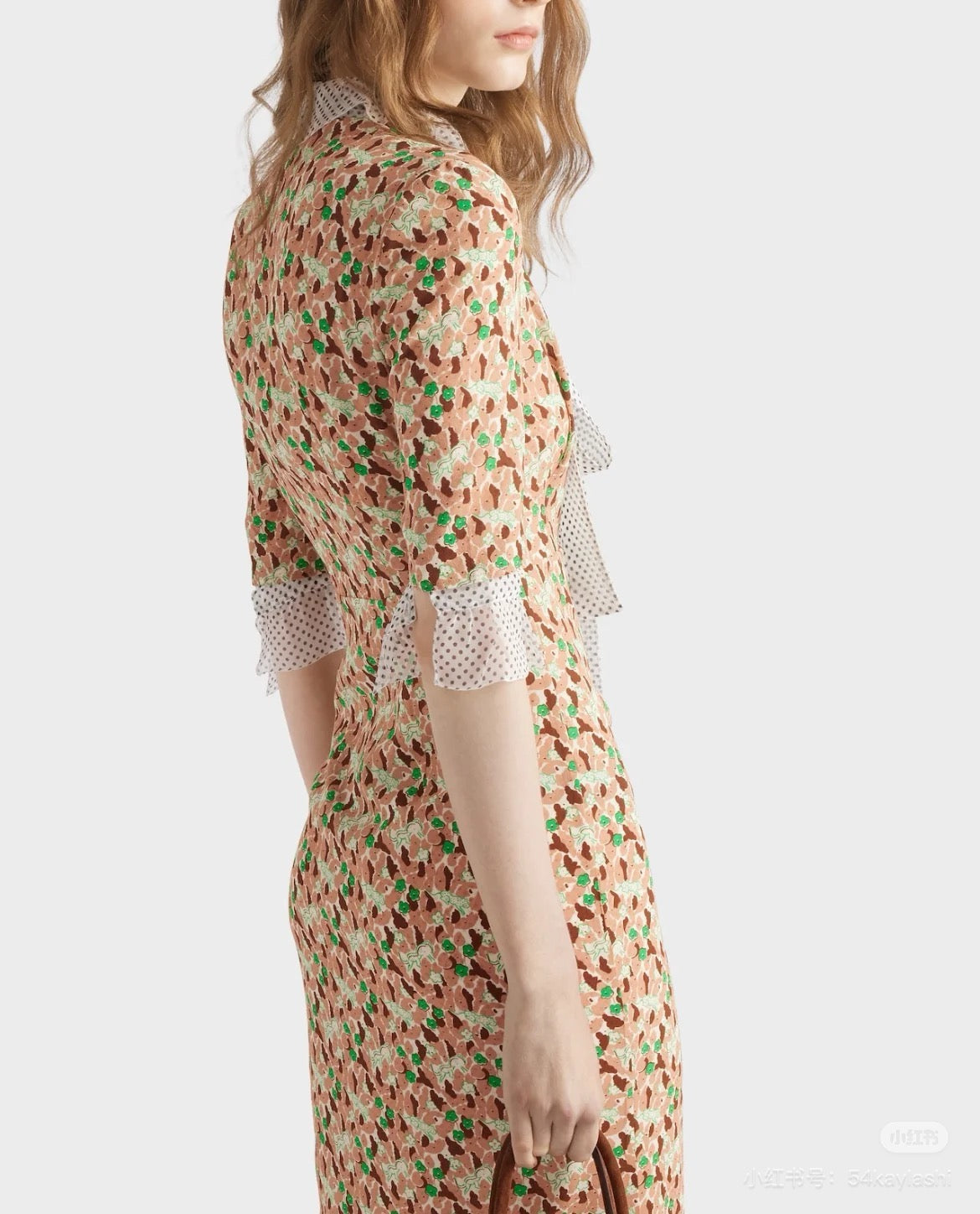 Pra* 25ss blush Printed georgette dress