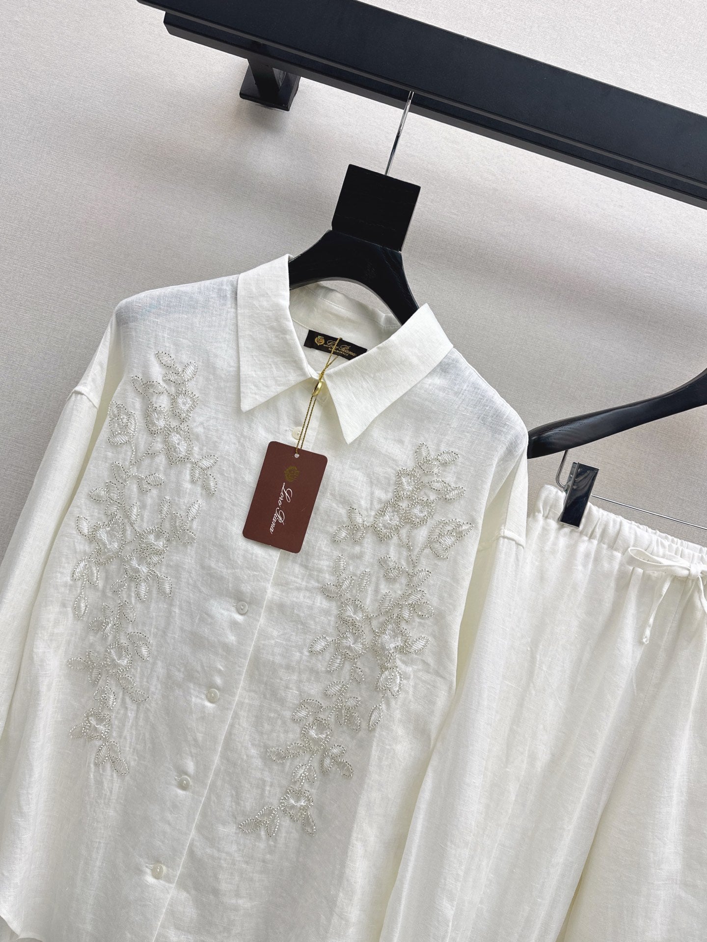 Lor*P beaded shirt + linen pant set