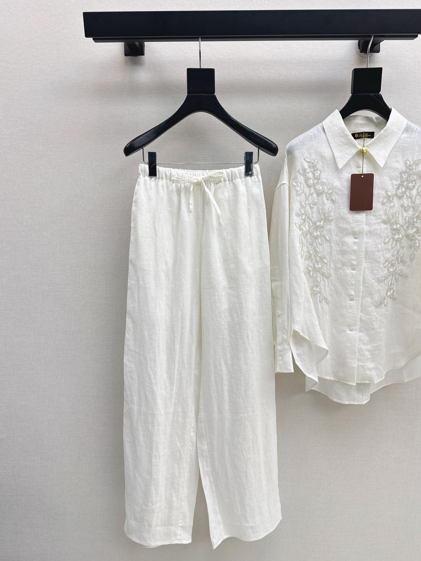 Lor*P beaded shirt + linen pant set