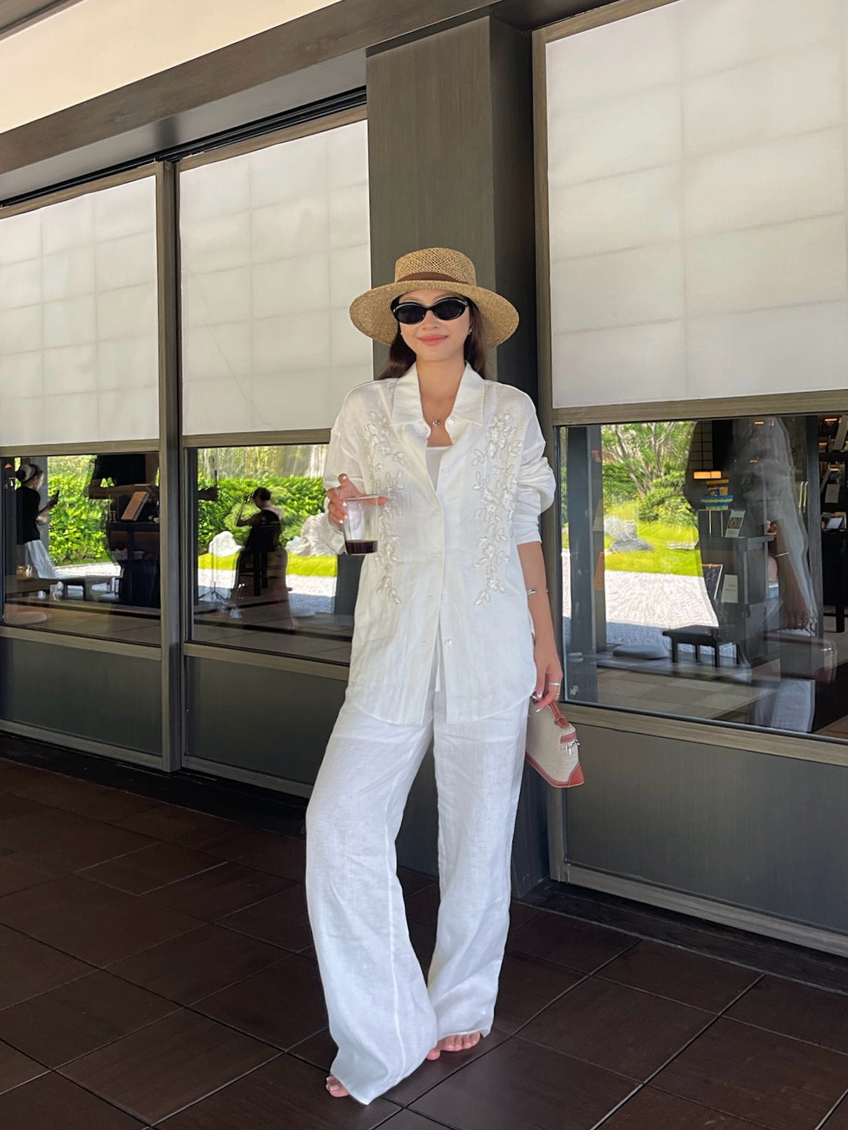 Lor*P beaded shirt + linen pant set