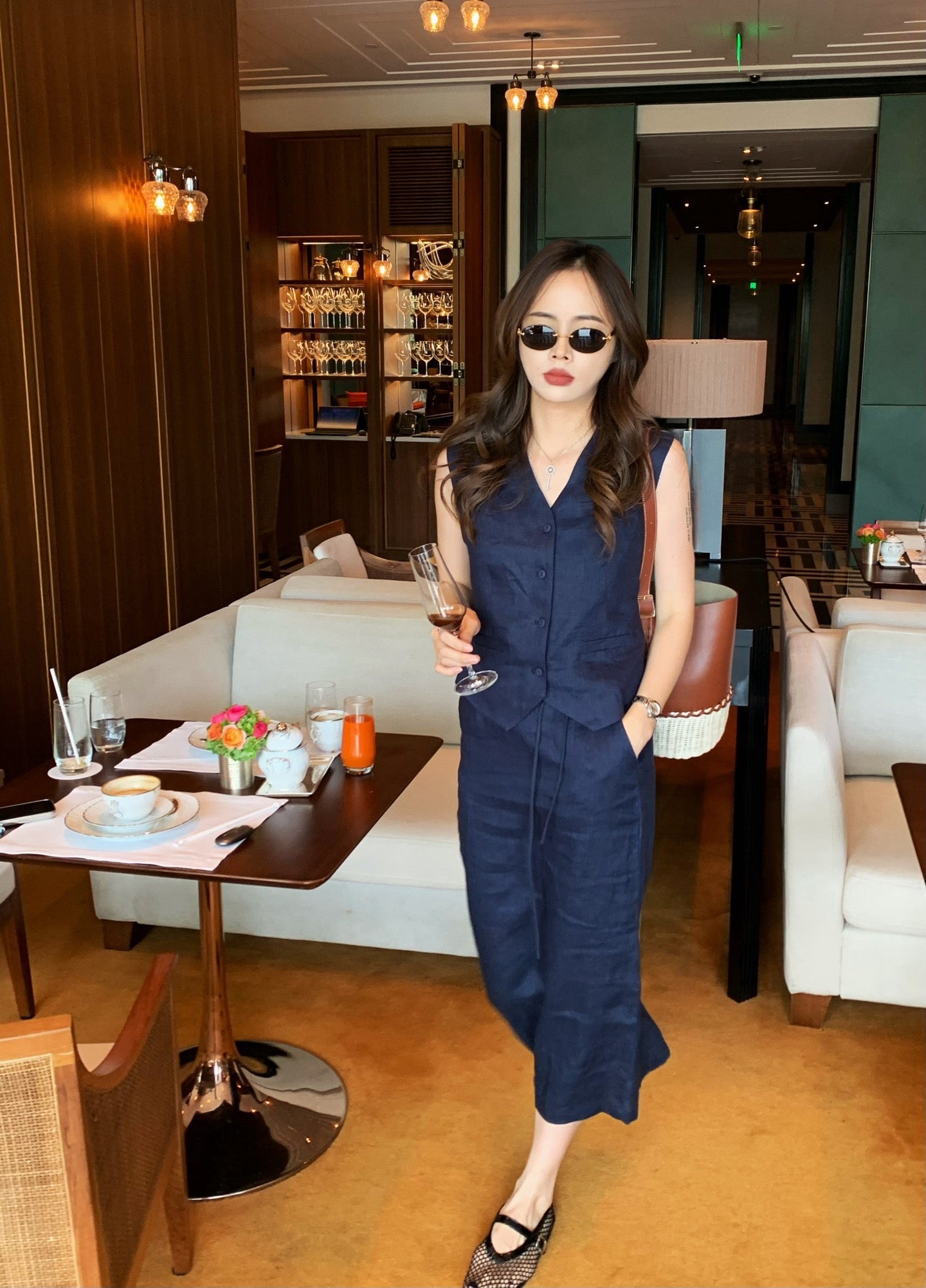 Lor*P 25ss linen vest+skirt suit