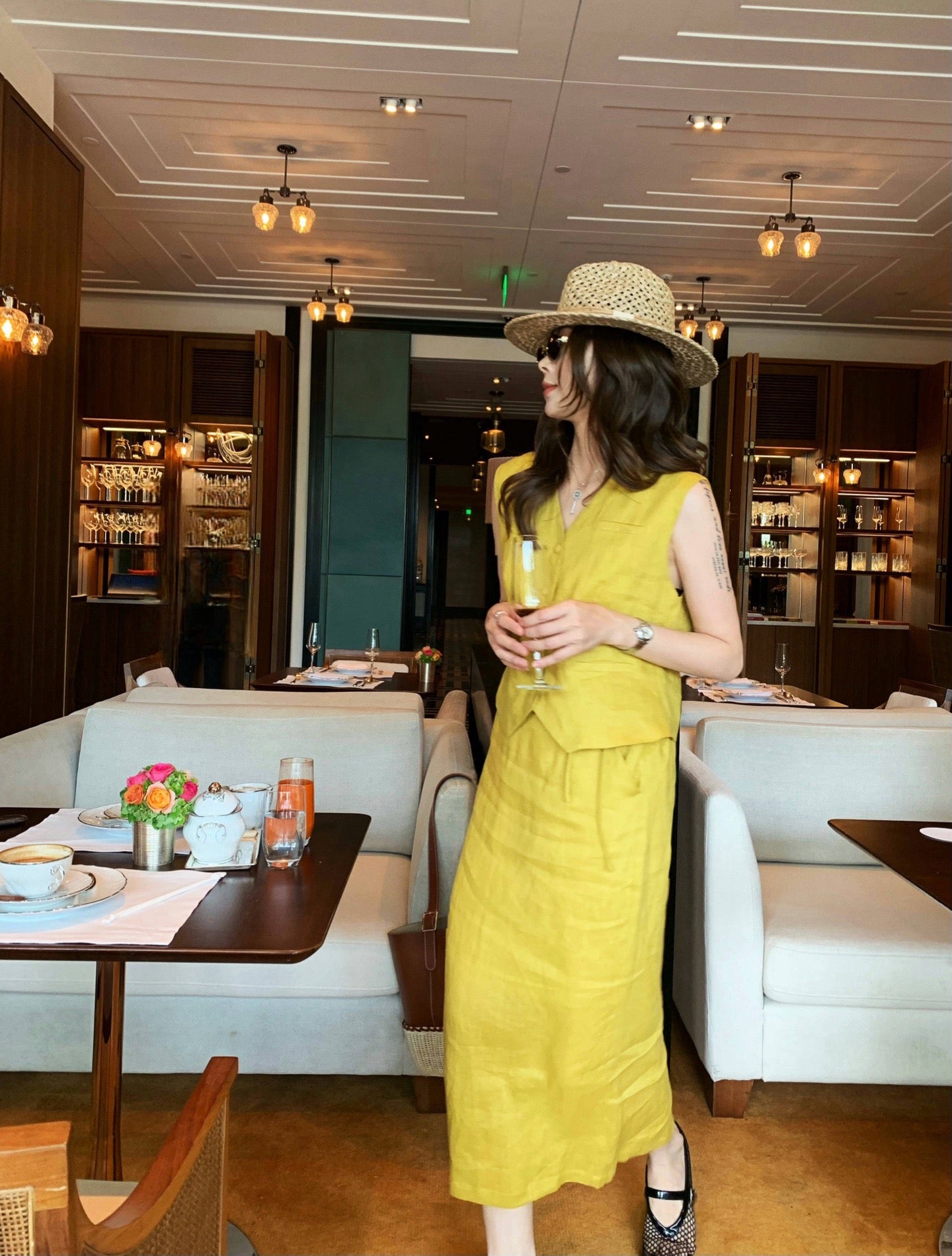 Lor*P 25ss linen vest+skirt suit