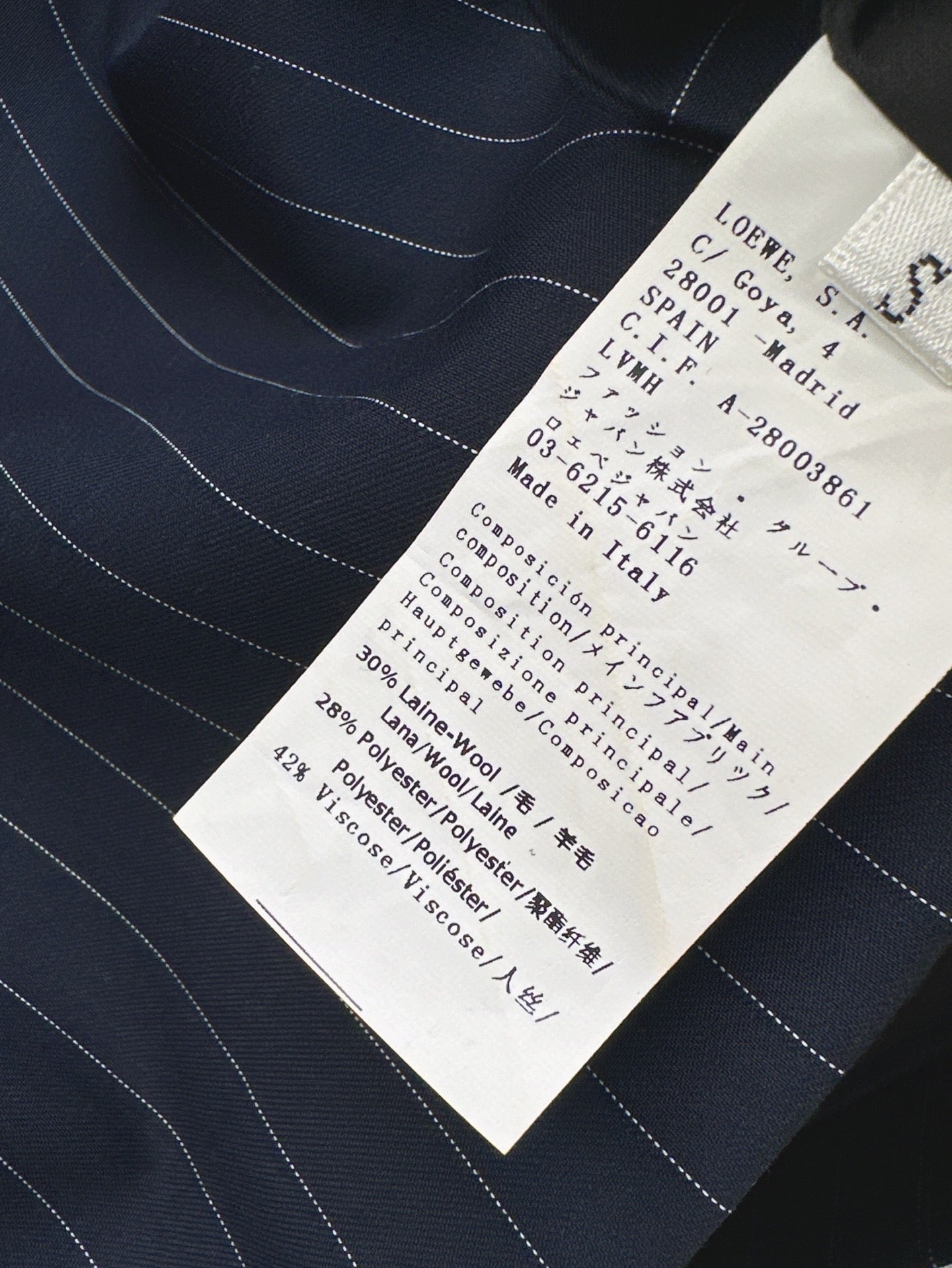 Loe* 25ss Draped Striped Skirt Suit