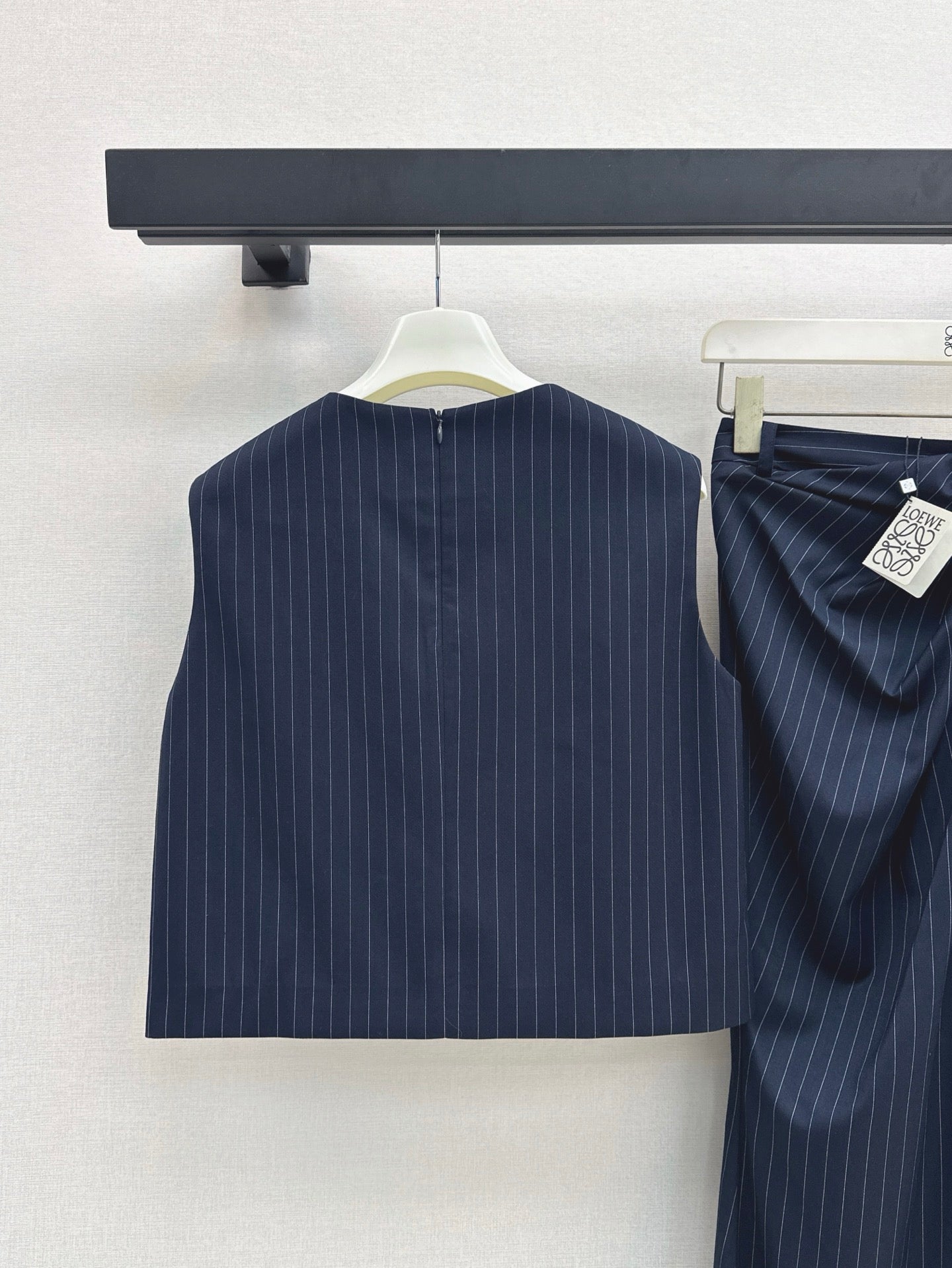 Loe* 25ss Draped Striped Skirt Suit