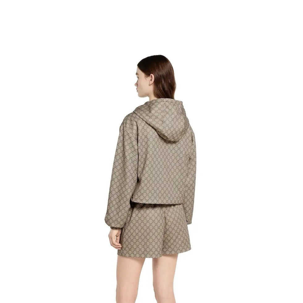 Gu* 25ss GG jacquard hooded jacket suit