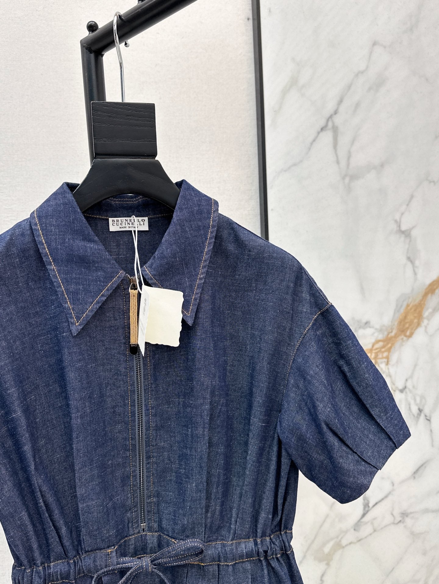 Brune*C 25ss belted denim dress