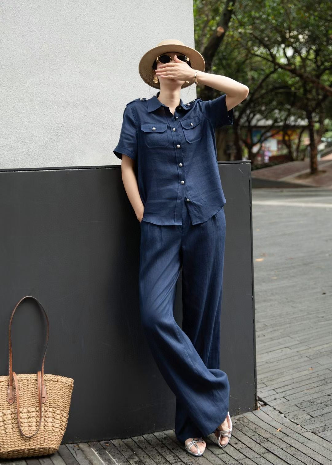 Lor*P 25ss workwear style linen shirt suit