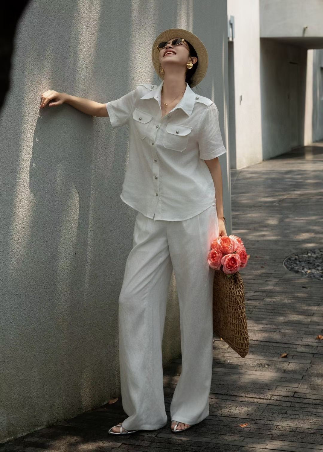 Lor*P 25ss workwear style linen shirt suit