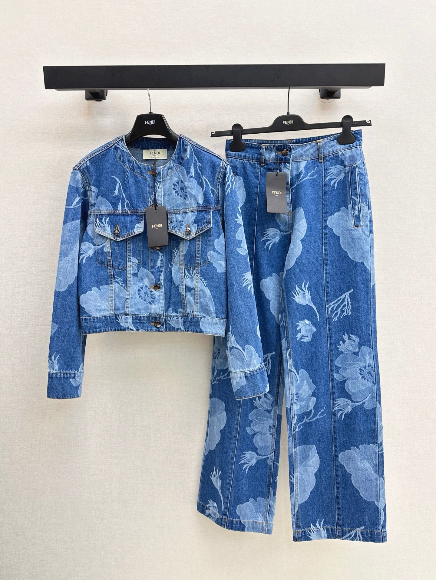 Fd* 25ss floral print denim pants