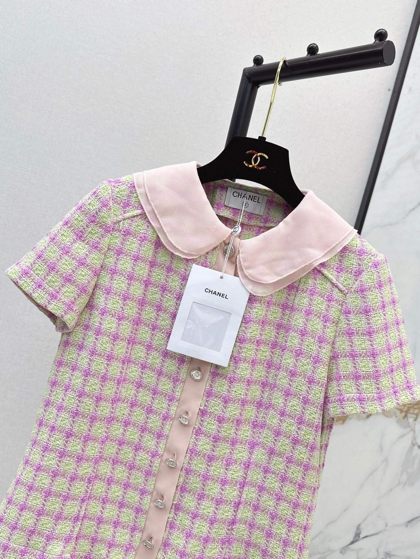 C*nel 25ss cotton tweed short-sleeve jacket