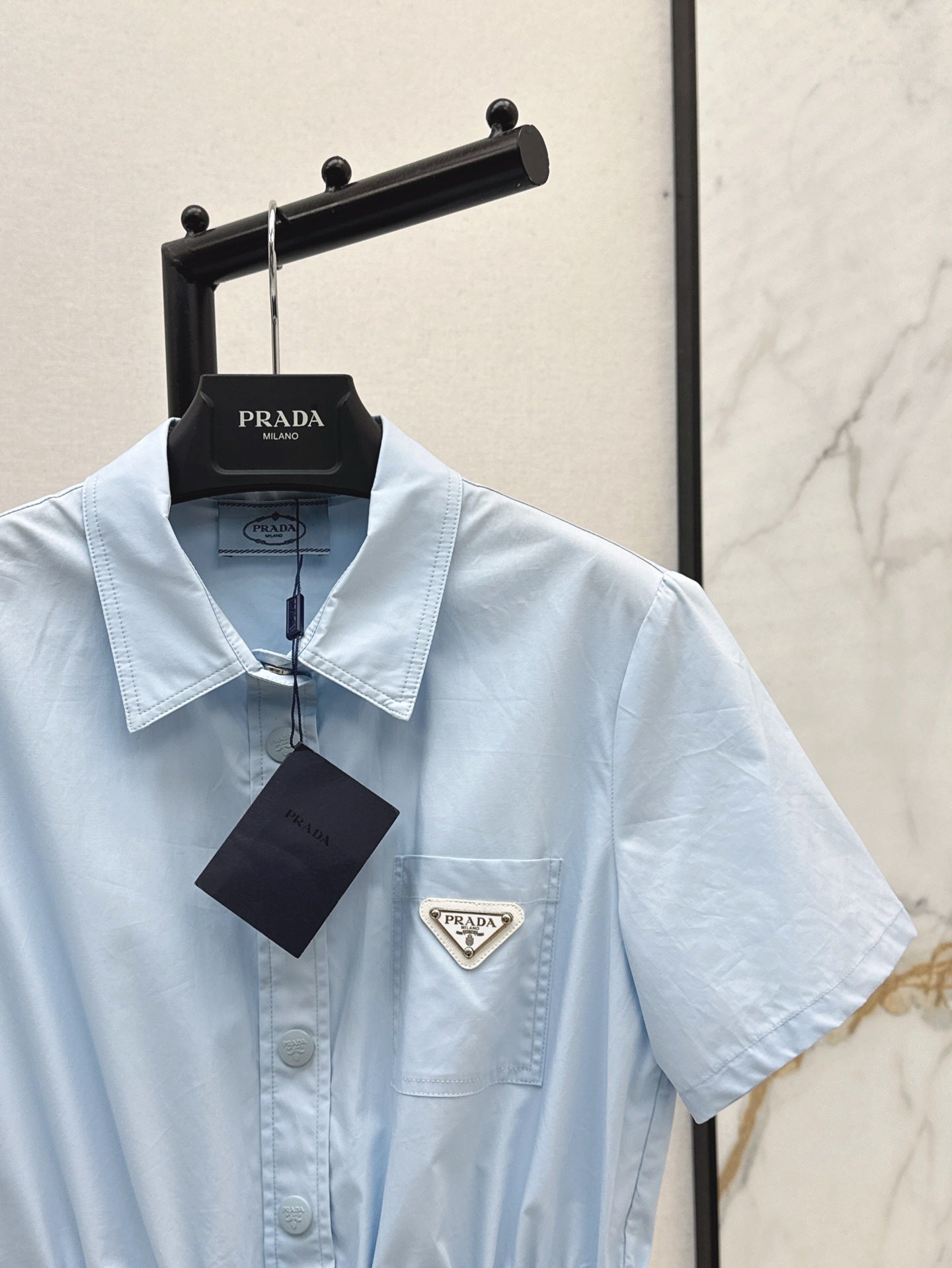 Pra* 25ss drawstring pleated shirt dress