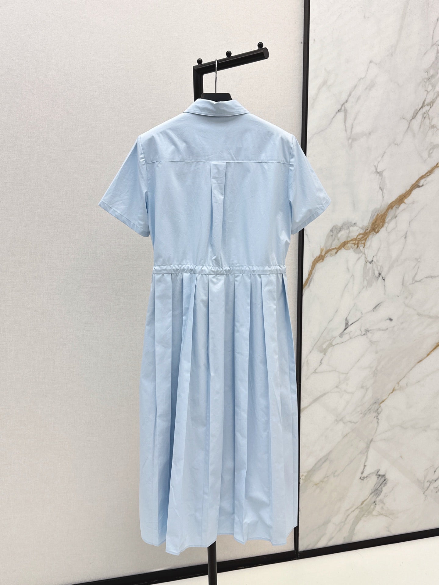 Pra* 25ss drawstring pleated shirt dress