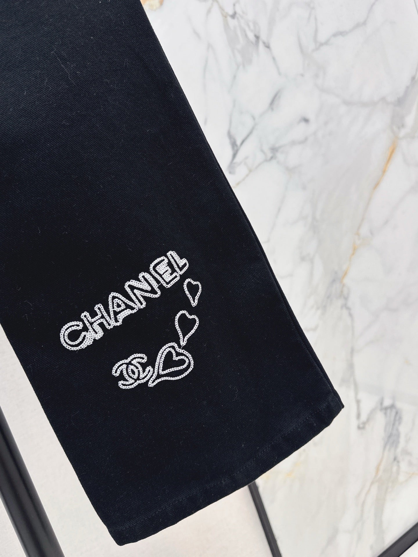 C*nel 25ss logo embroidered cotton pants