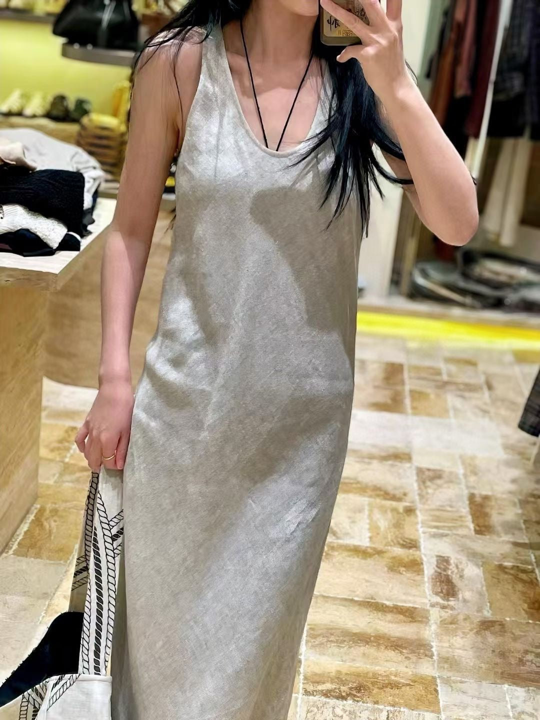Lor*P 25ss sleeveless raw edge dress