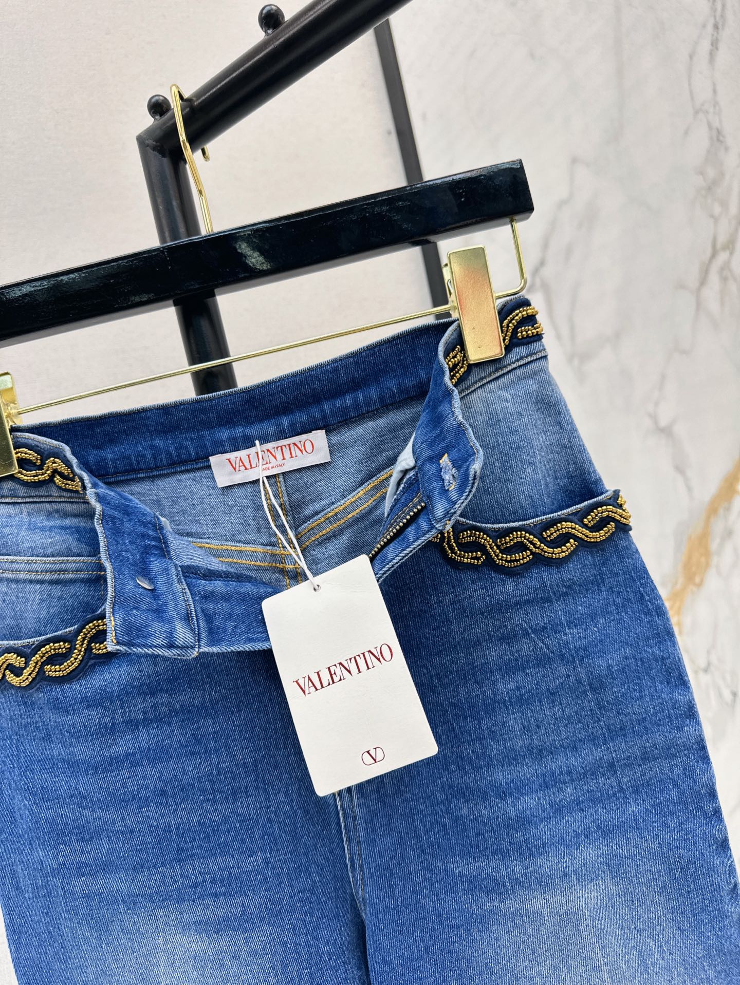 Valen* 25ss 3D beaded straight jeans