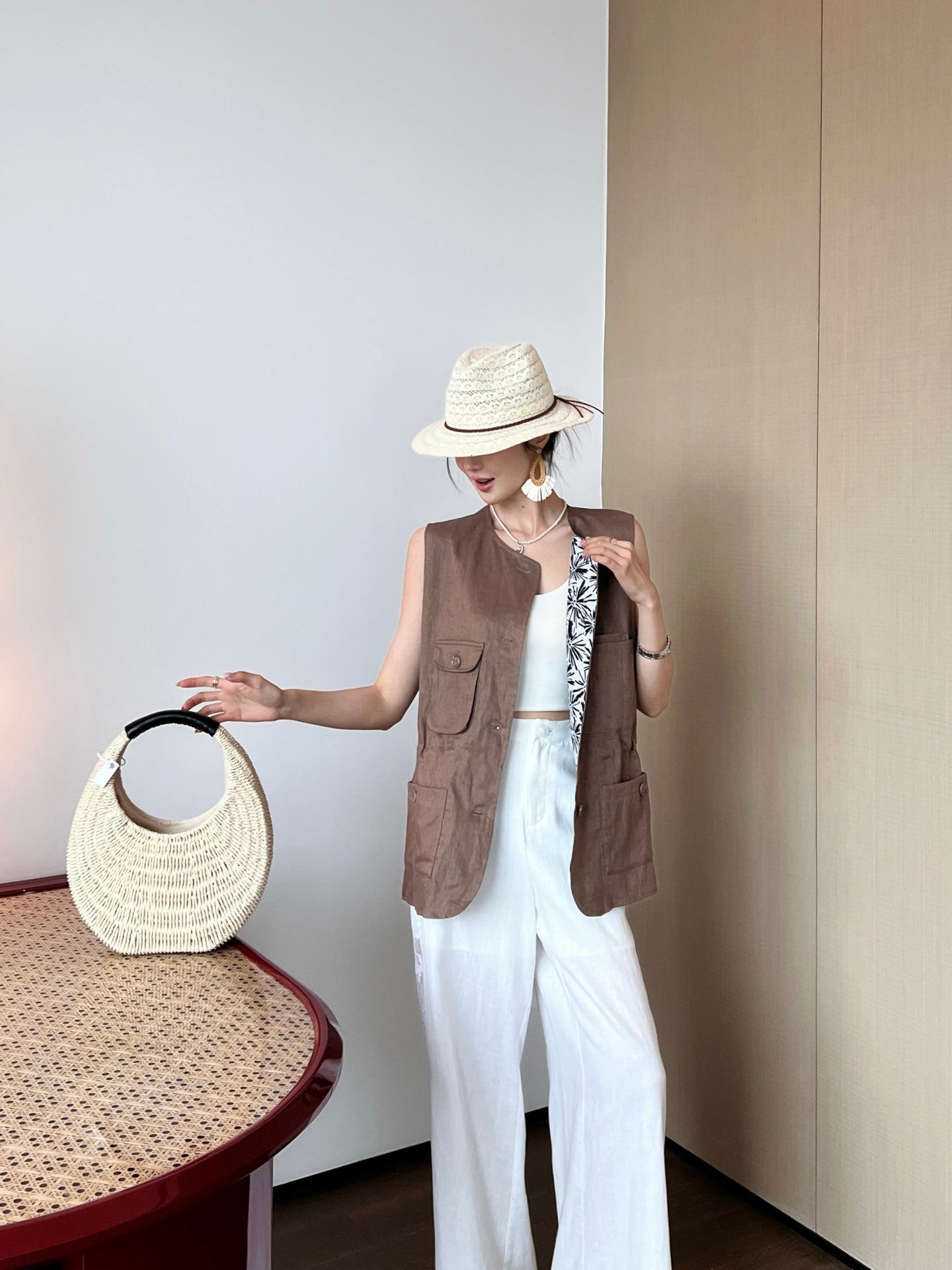 Lor*P 25ss linen vest jacket
