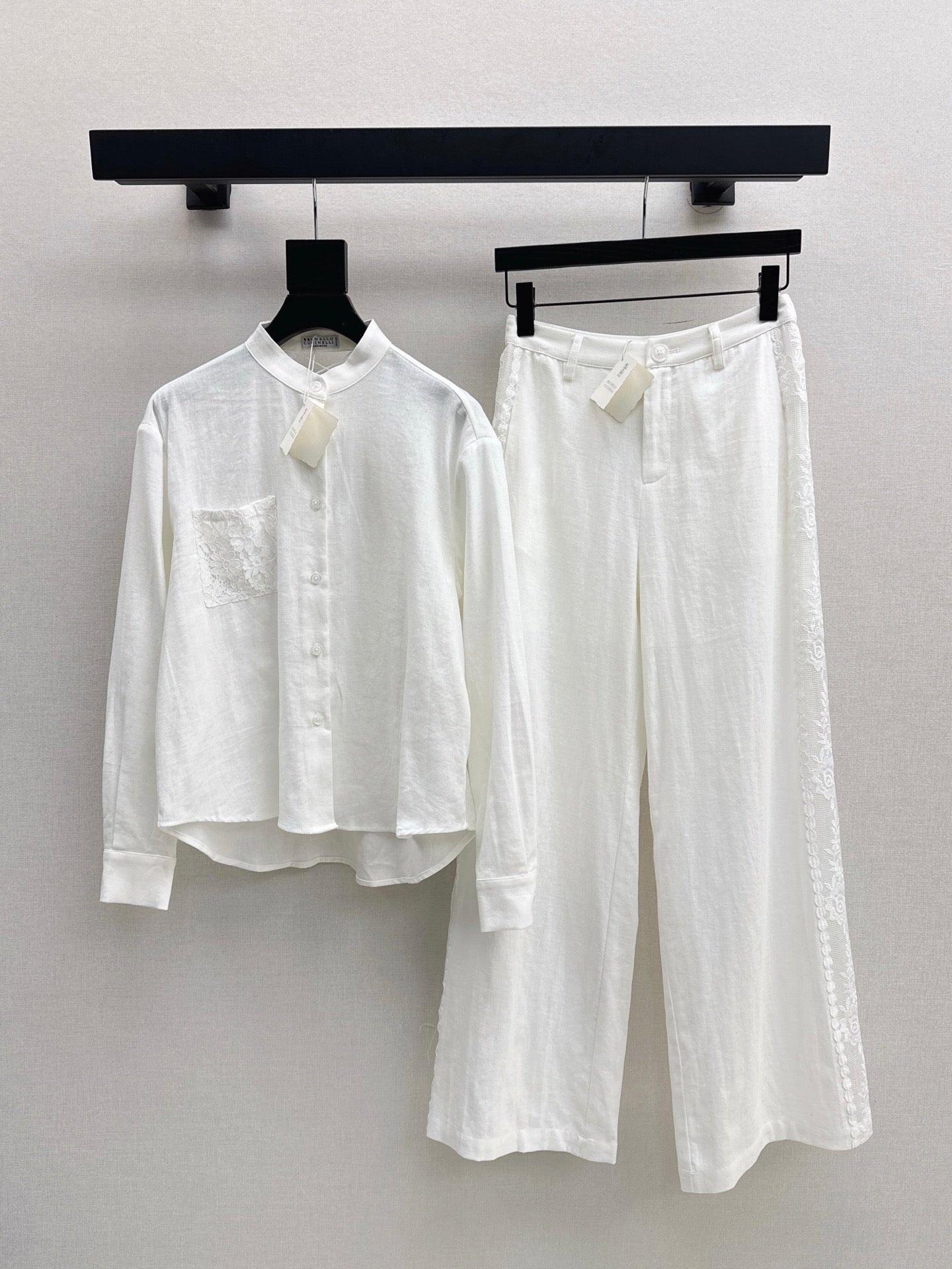 Brune*C 25ss linen lace suit