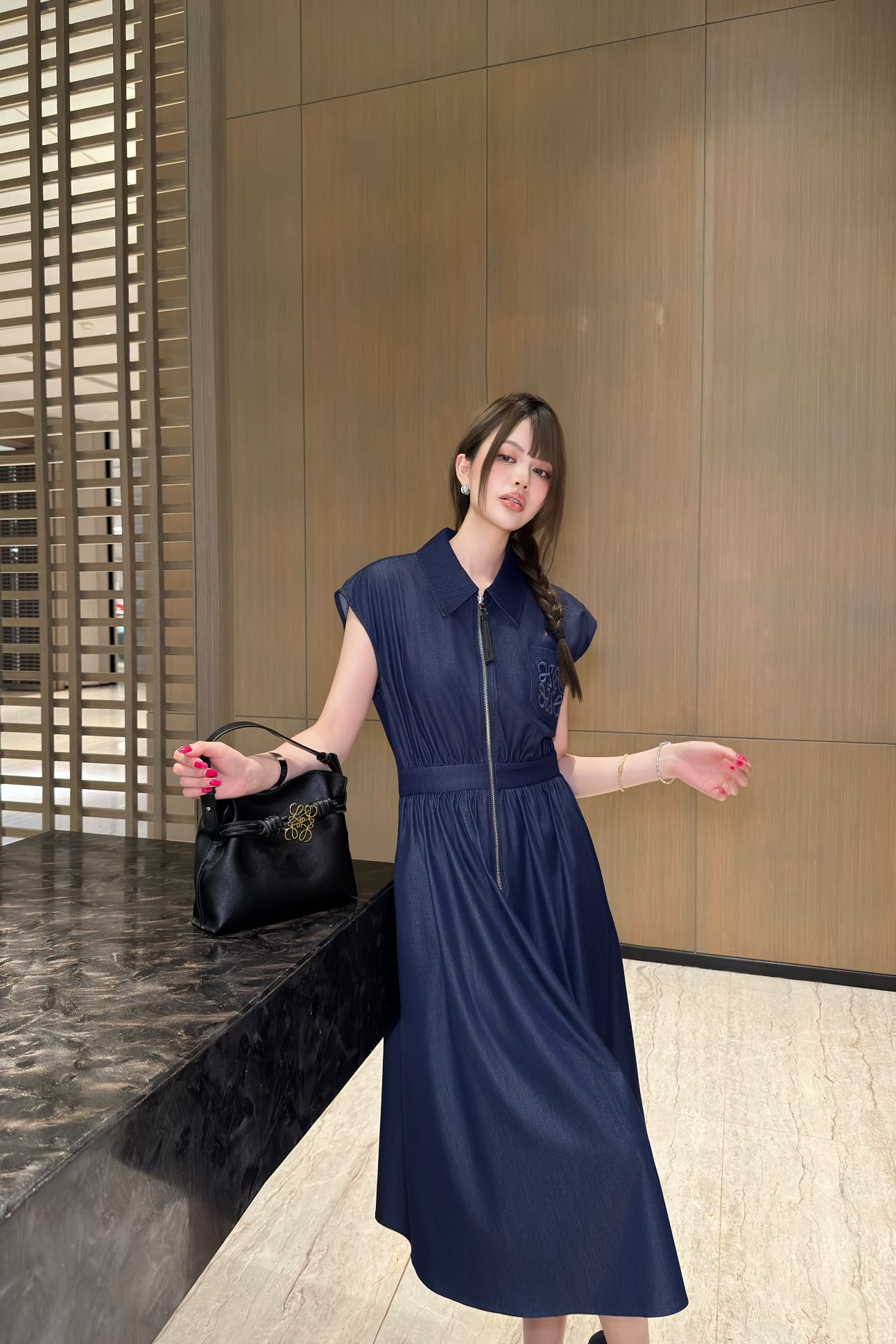 Loe* 25ss zipper demin dress
