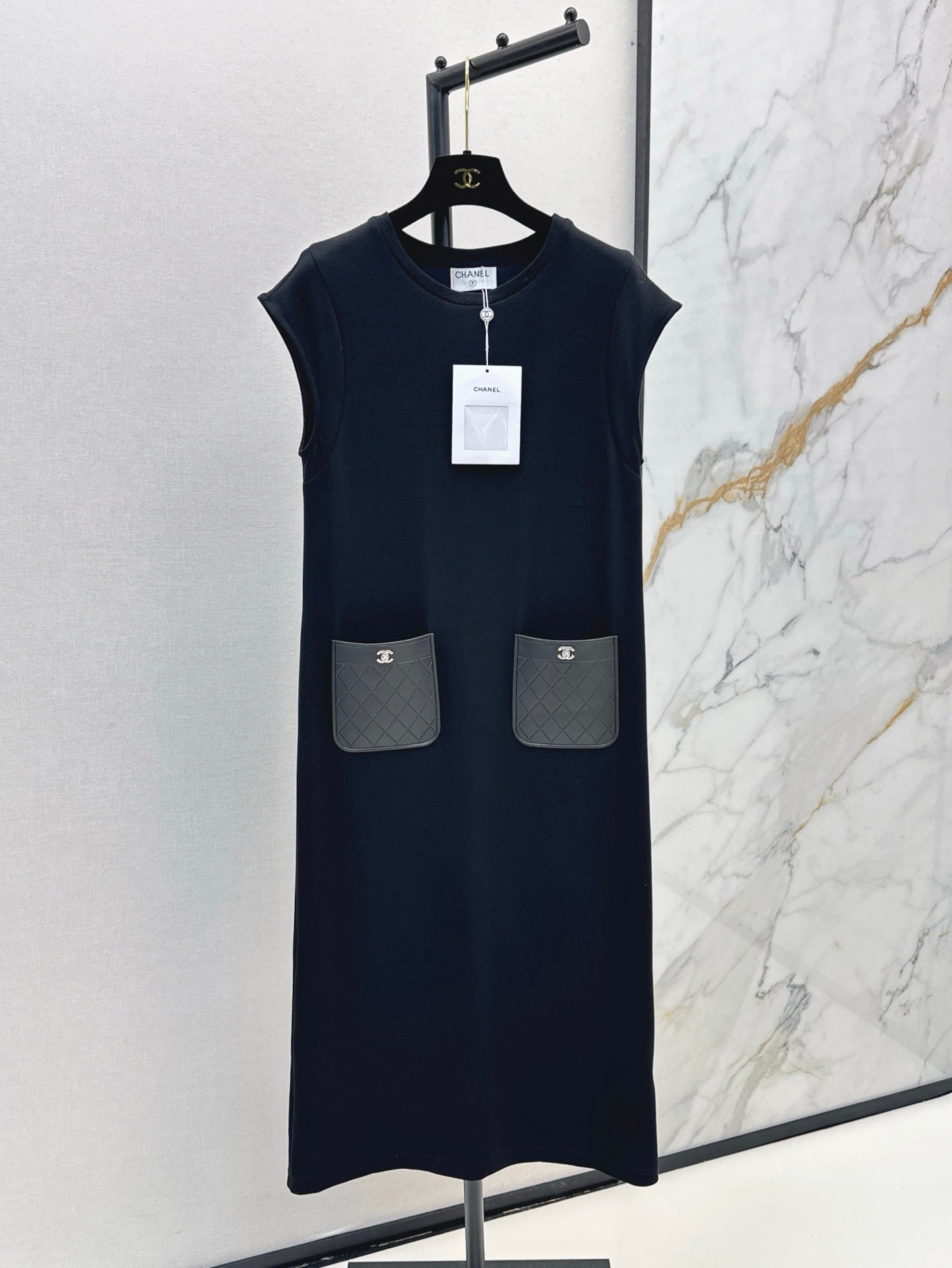 C*nel 25ss leather pocket long dress