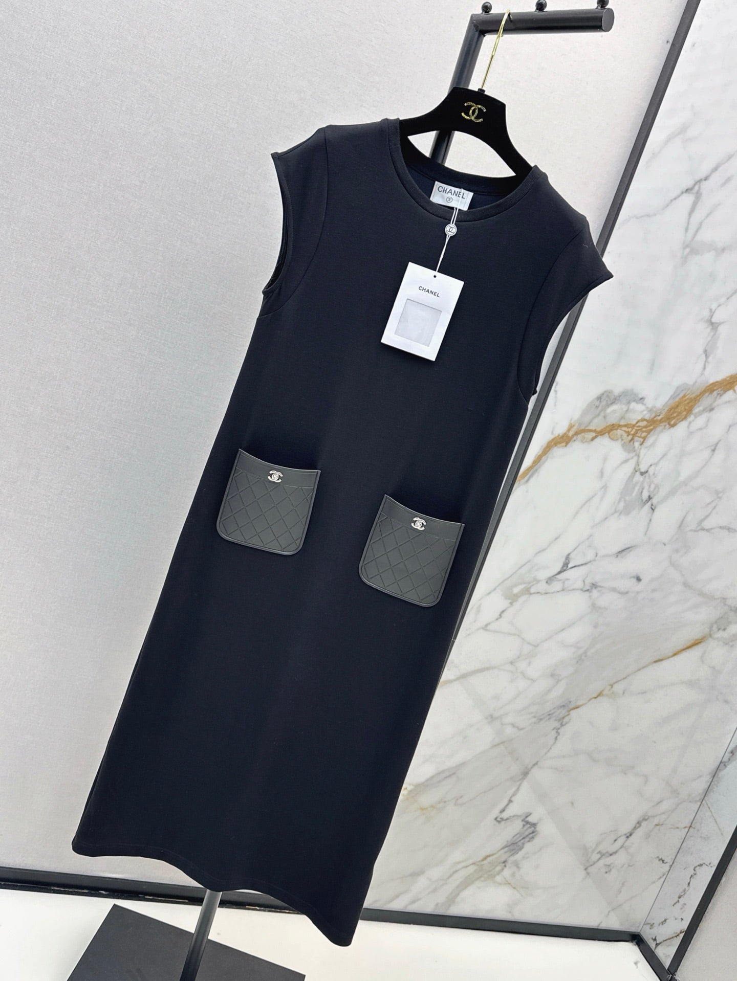 C*nel 25ss leather pocket long dress