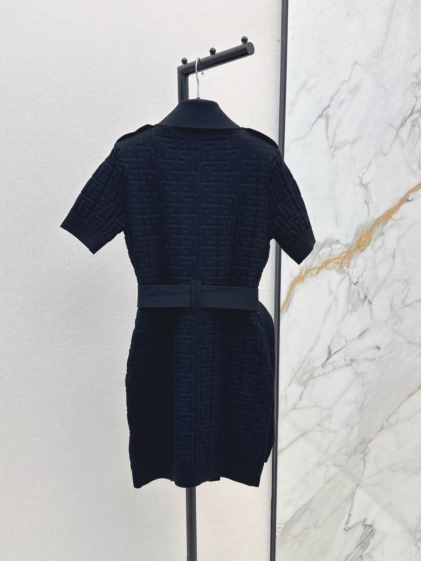 Balm* 25ss monogram knitted dress with gold buttons