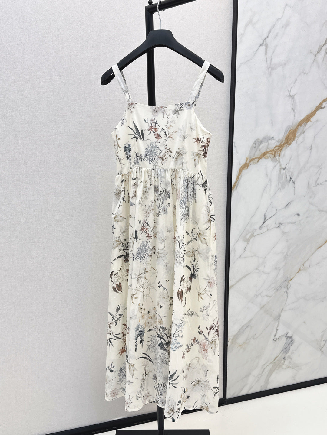 D*r 25ss mid-length printed cotton poplin dress