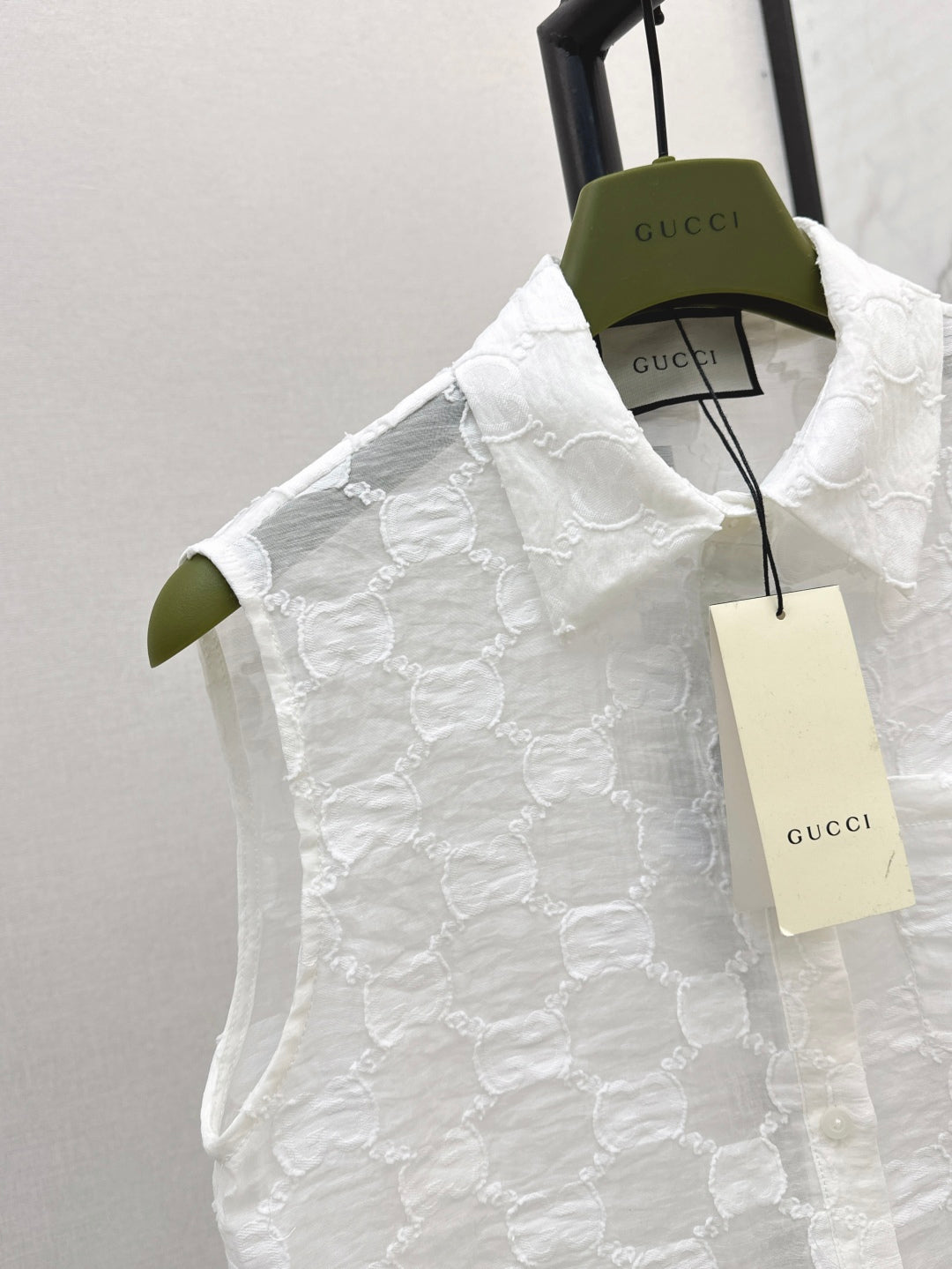 Gu* 25ss GG jacquard lace trim top