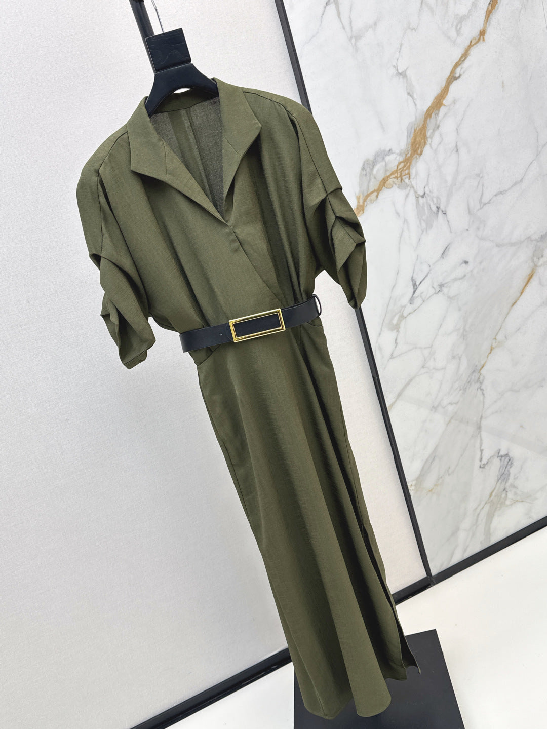 Lor*P 25ss linen-blend belted long dress