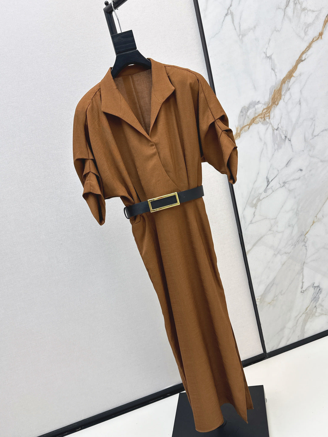 Lor*P 25ss linen-blend belted long dress
