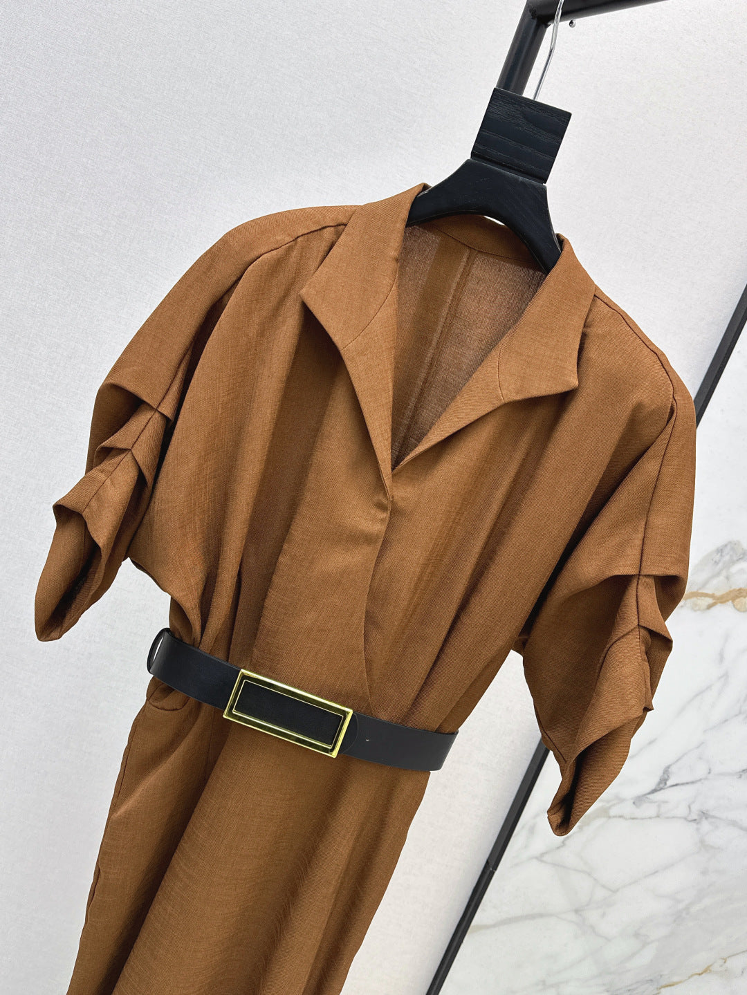 Lor*P 25ss linen-blend belted long dress