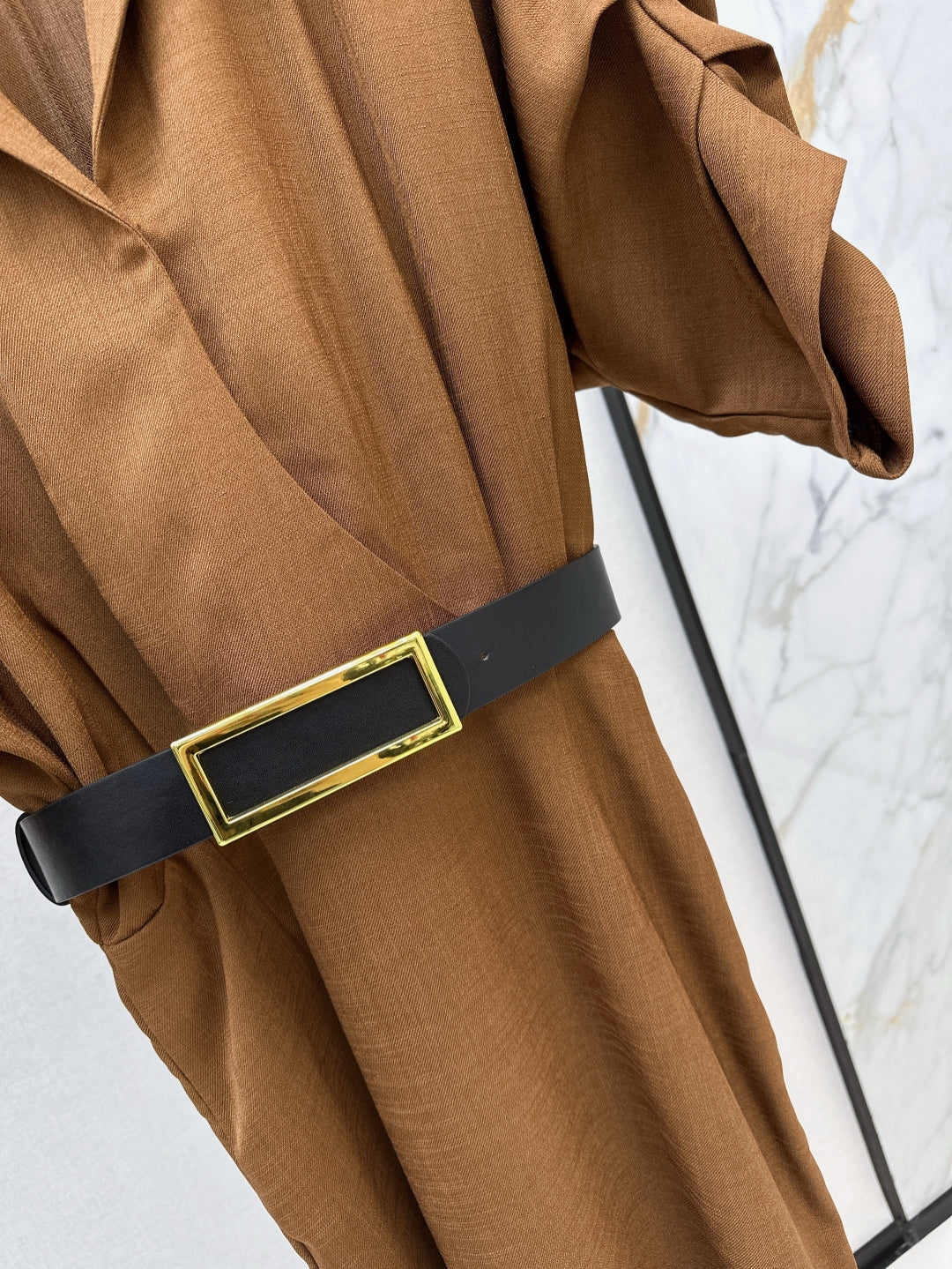 Lor*P 25ss linen-blend belted long dress