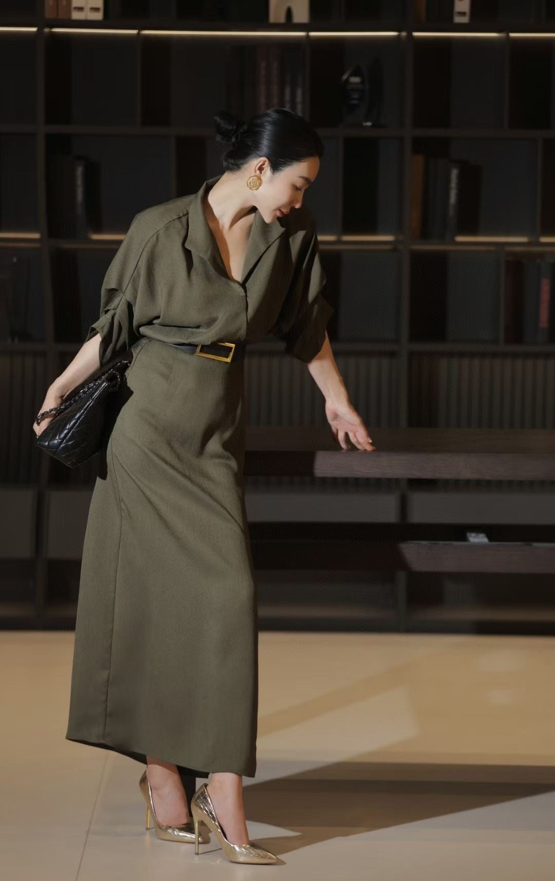 Lor*P 25ss linen-blend belted long dress