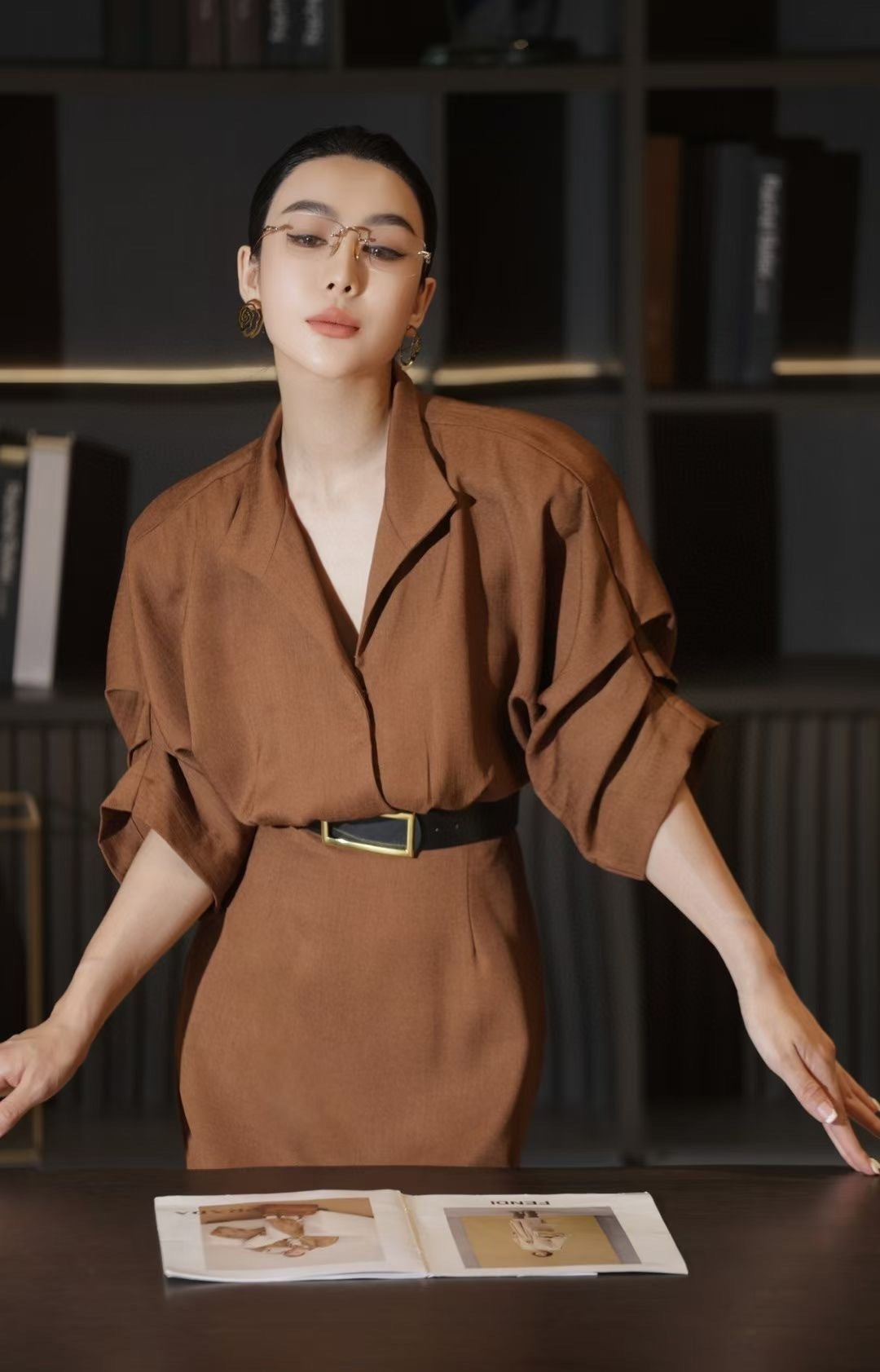 Lor*P 25ss linen-blend belted long dress