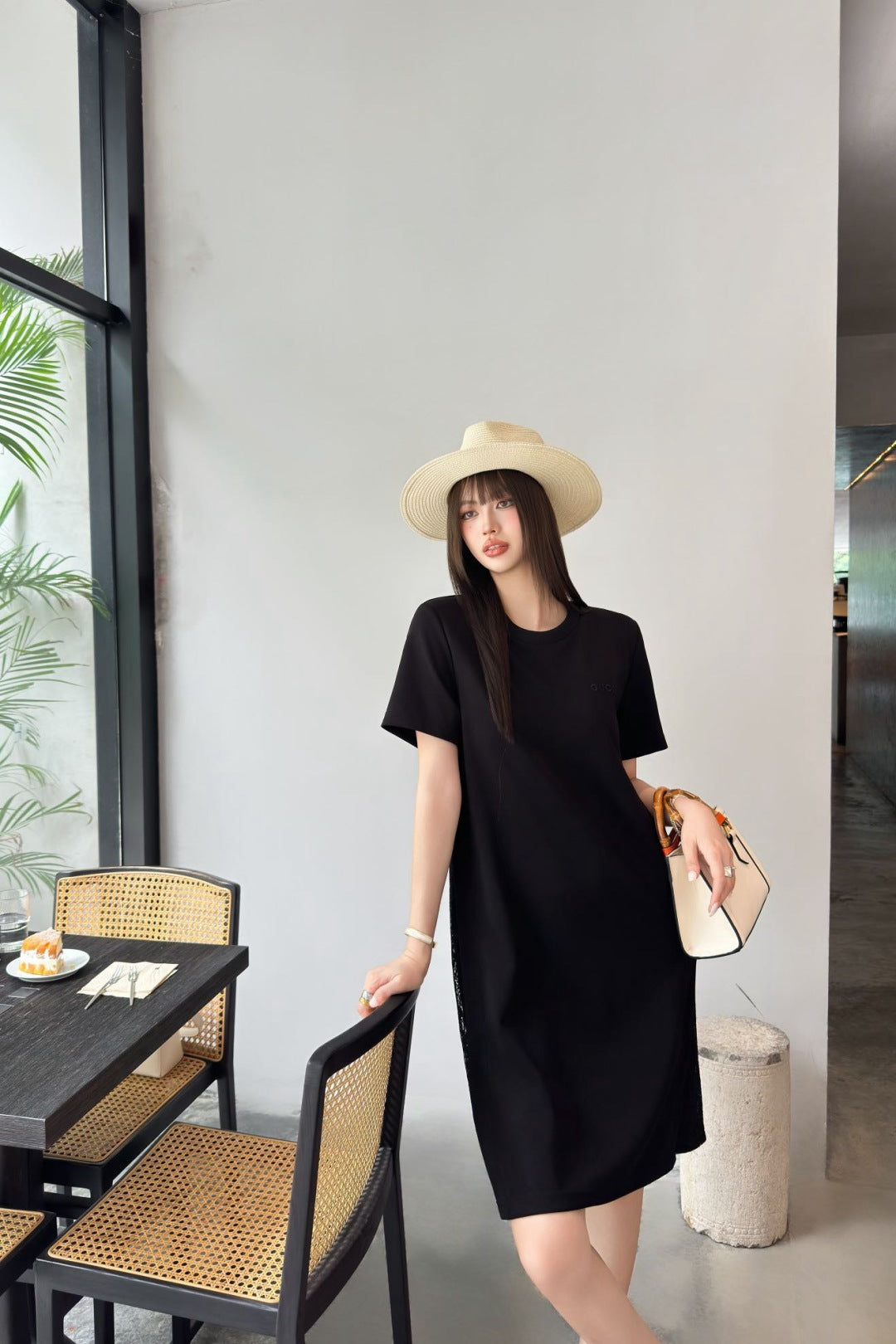 D*r 25ss embroidered cotton dress with lace side