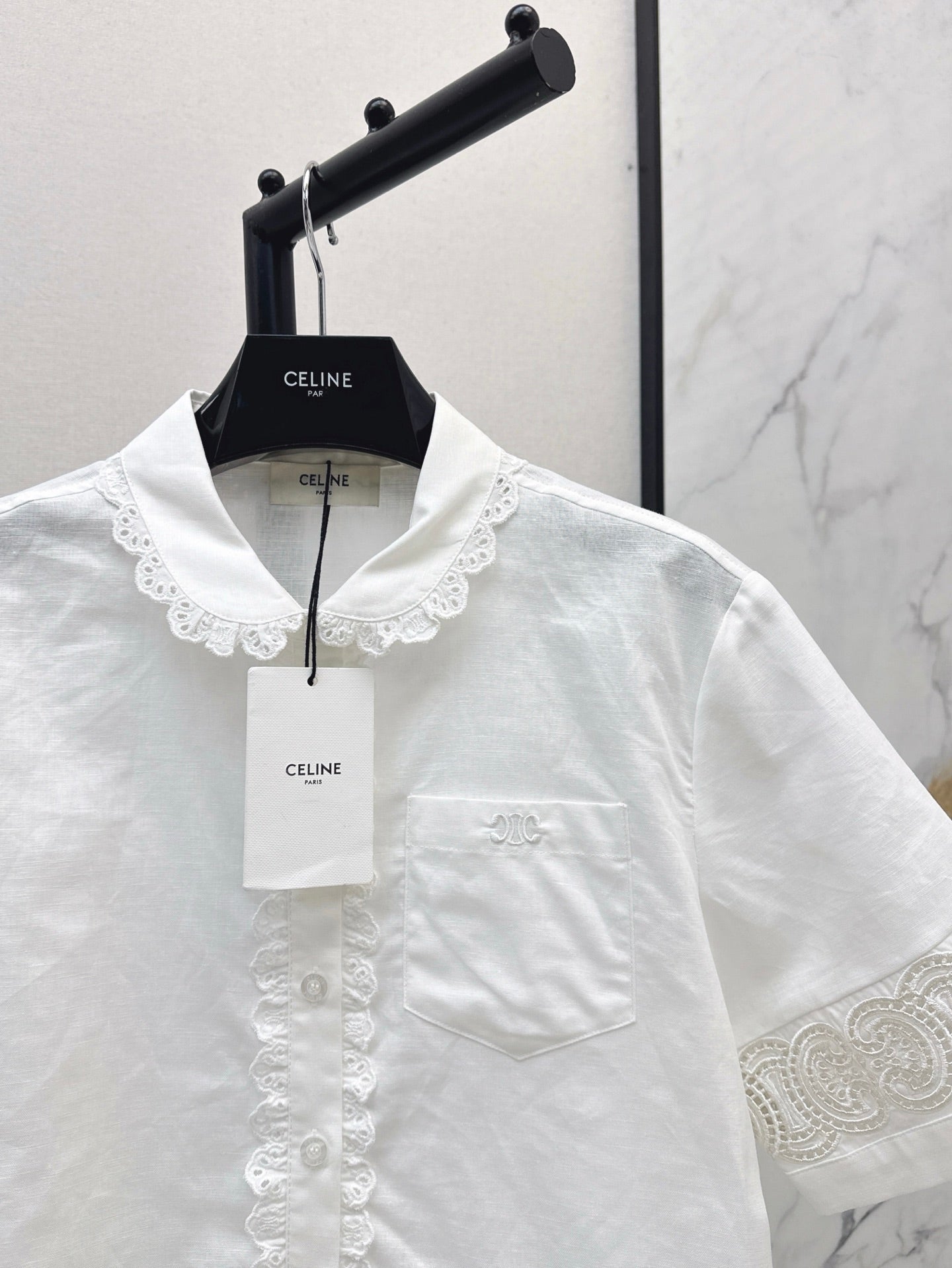 Cel* 25ss embroidered crop shirt