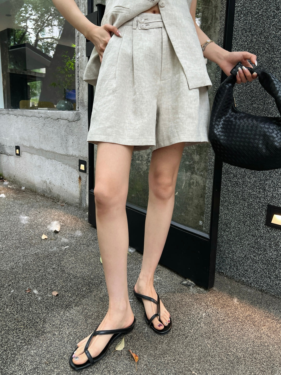 Lor*P 25ss embroidered linen shorts