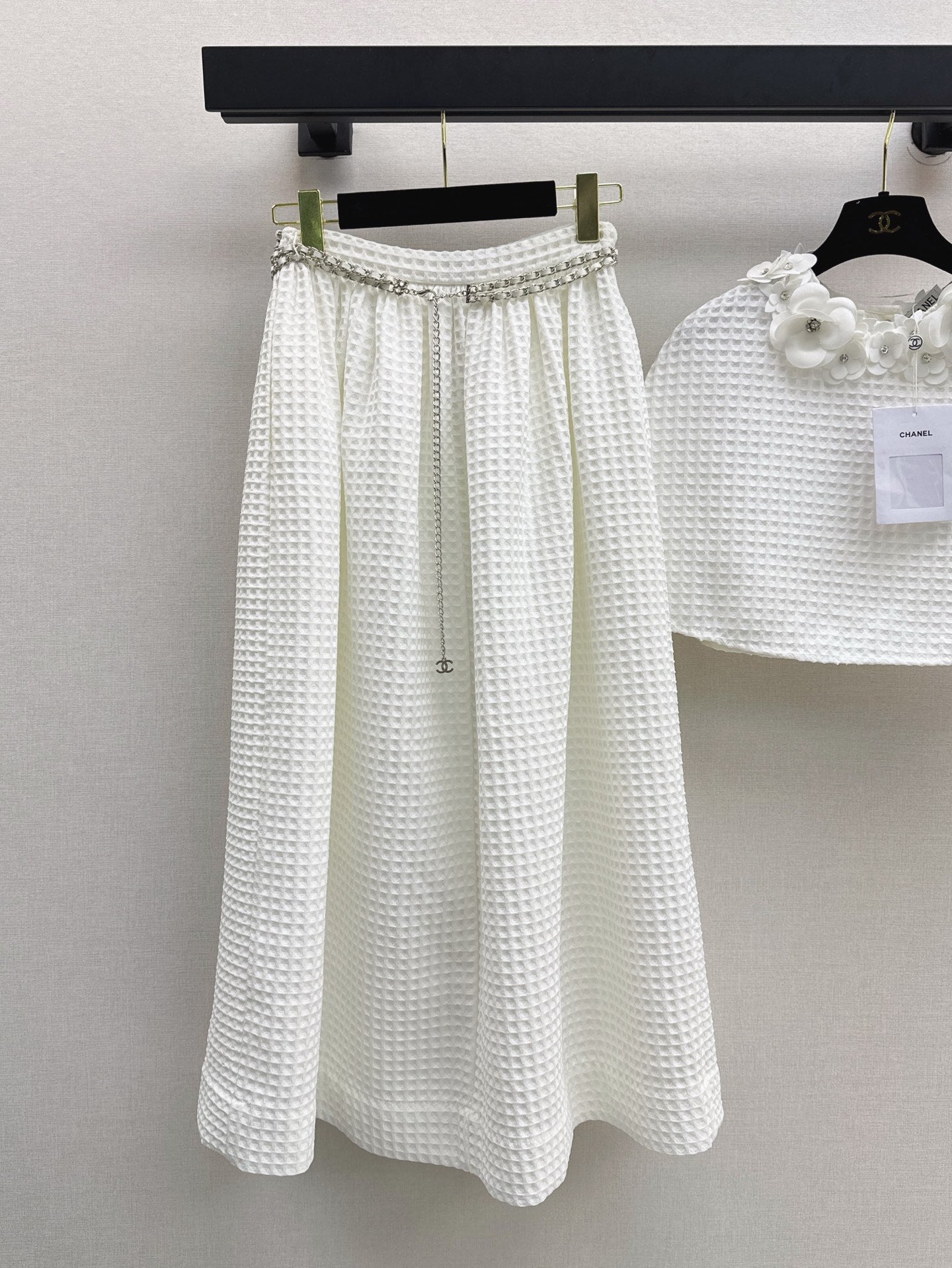 C*nel 25ss waffle tweed cape and skirt set