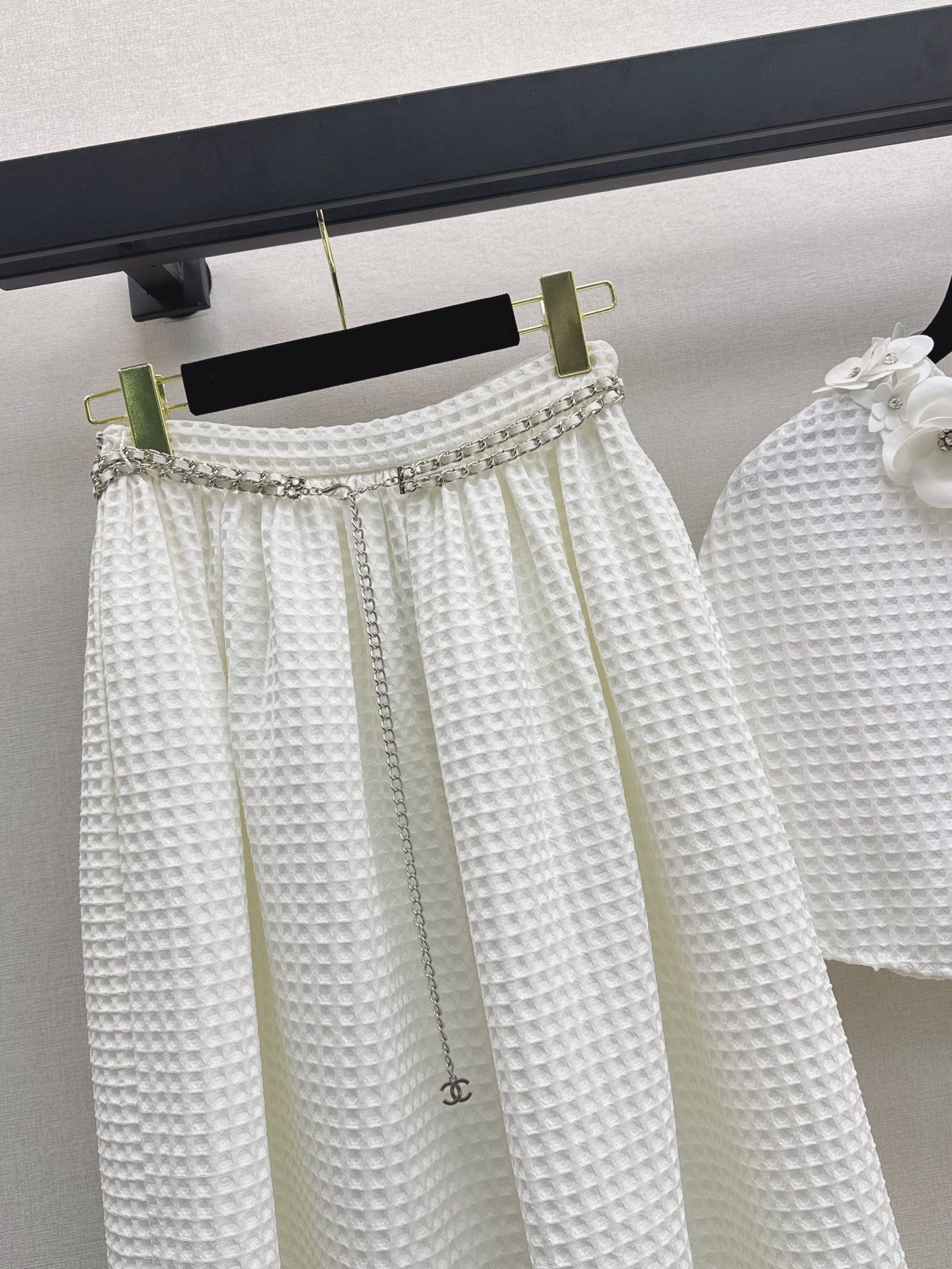 C*nel 25ss waffle tweed cape and skirt set