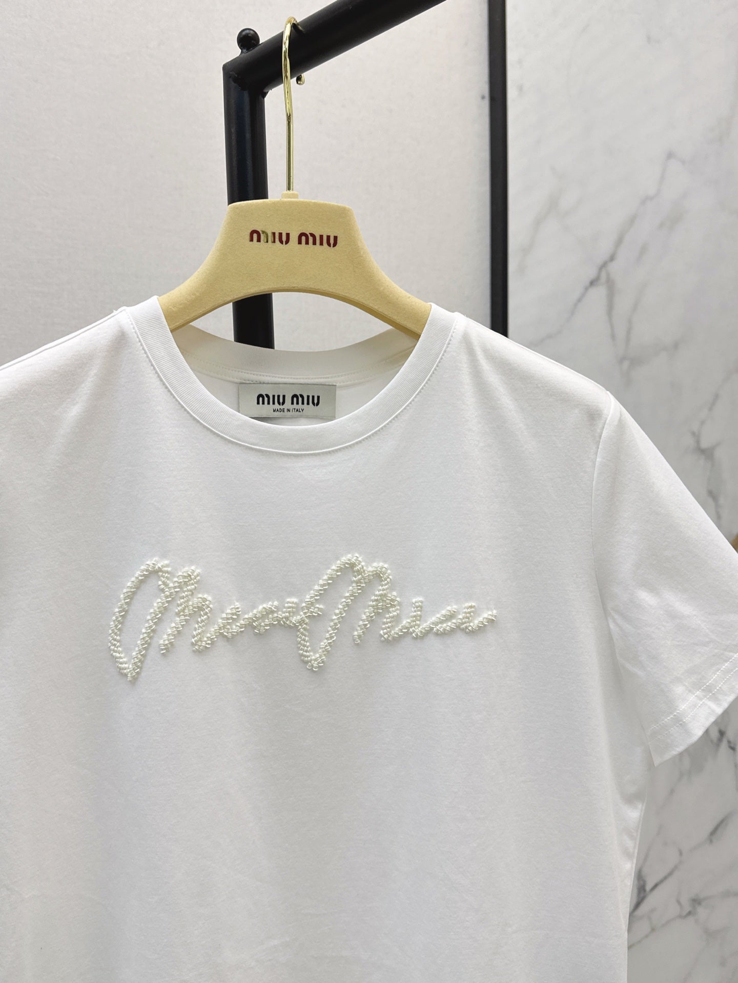 M*u 25ss beaded cotton t-shirt