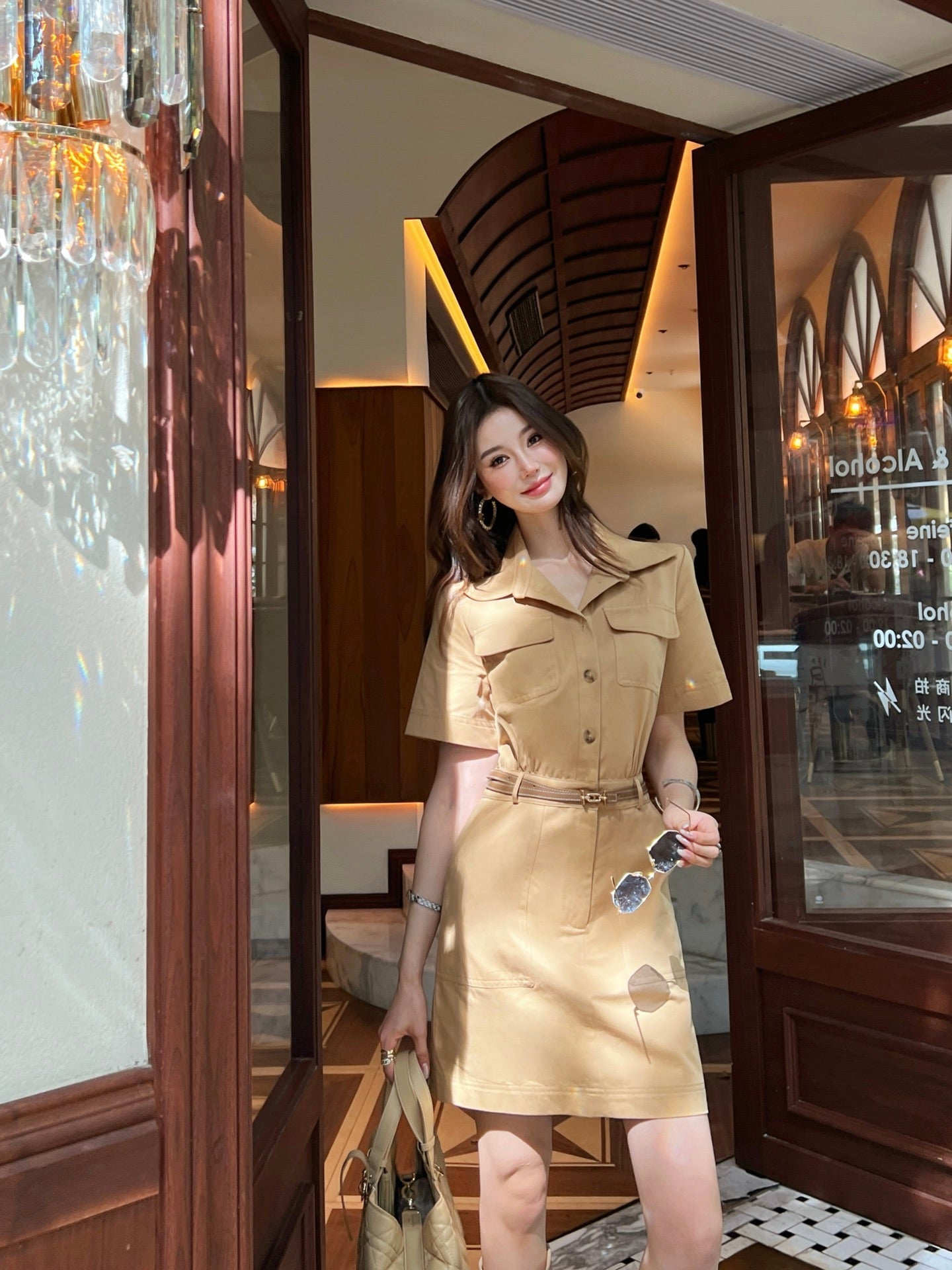 Herm* 25ss belted shirt dress